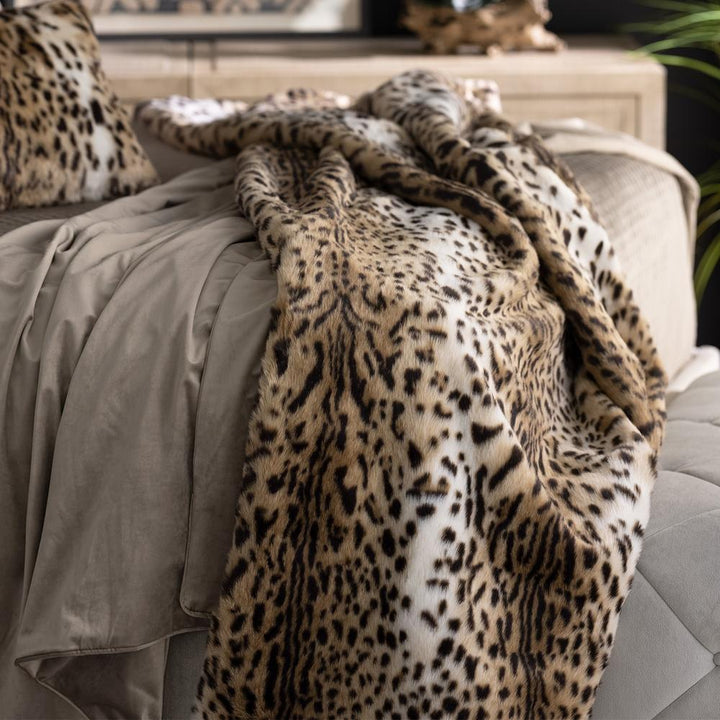 Leopard Faux Fur Throw  98" x 42" Throws By Lili Alessandra