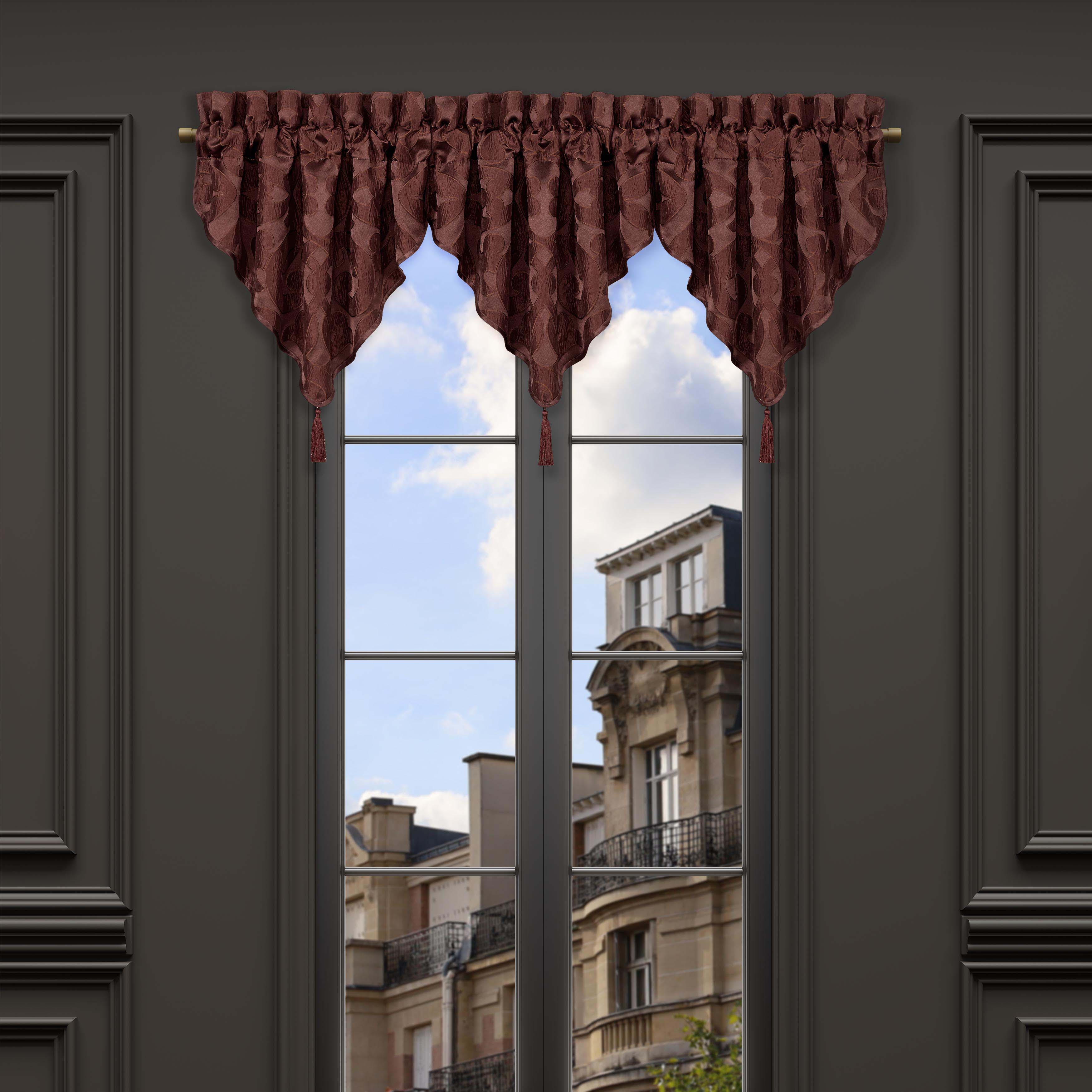 LaBoheme Maroon Ascot Window Valance Window Valances By J. Queen New York