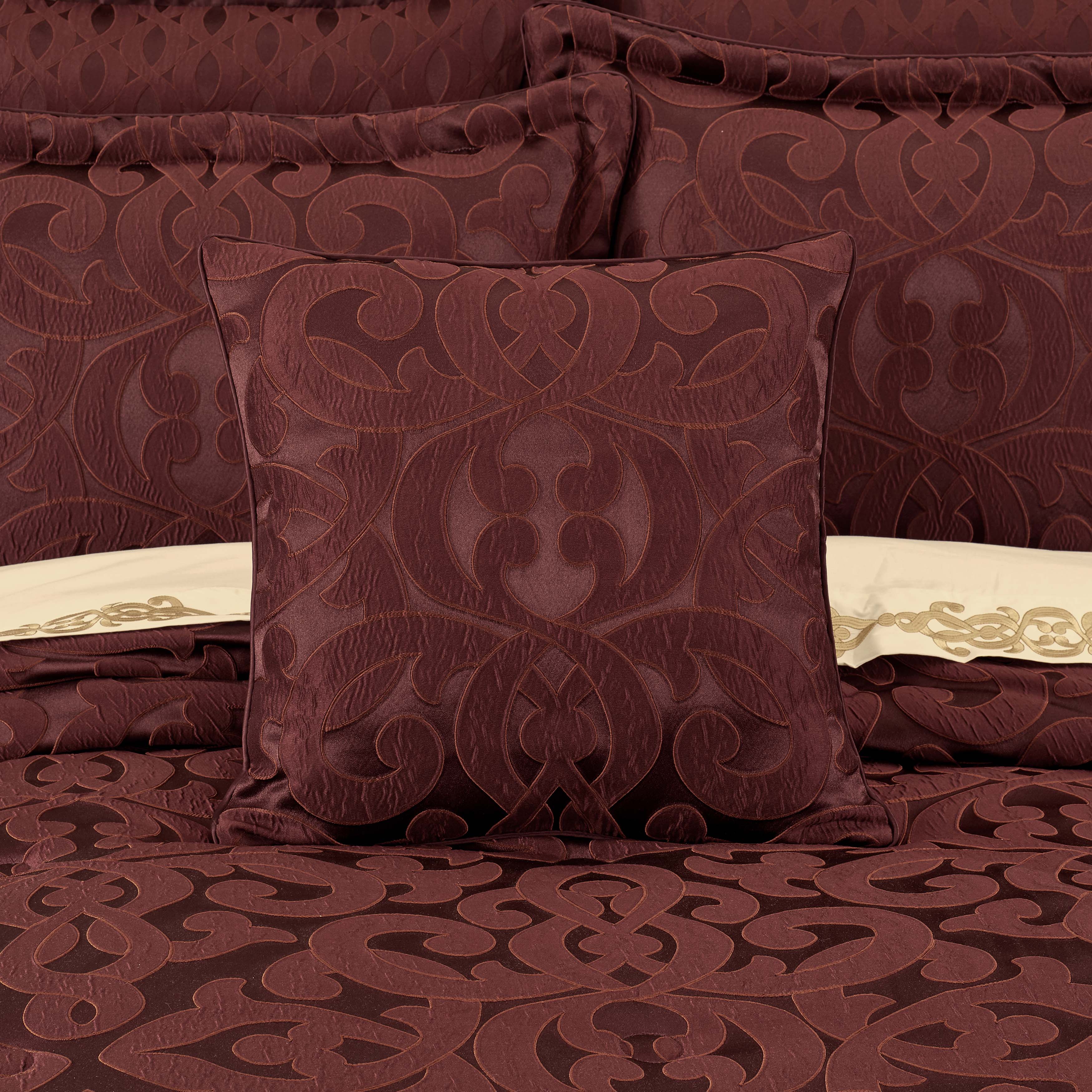LaBoheme Maroon Square Decorative Throw Pillow 20" x 20" Throw Pillows By J. Queen New York