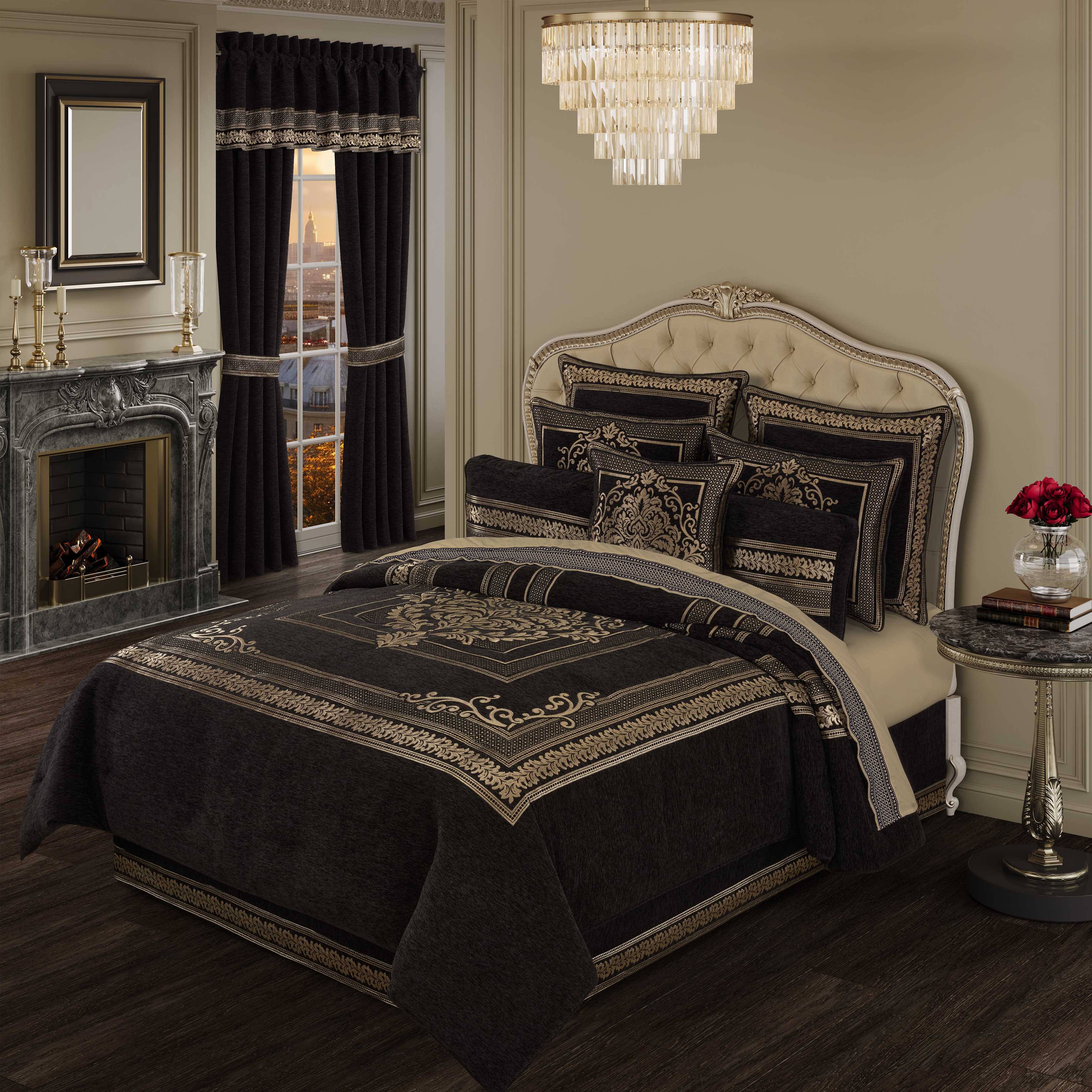 Laurenza Black 4 Piece Comforter Set Comforter Sets By J. Queen New York