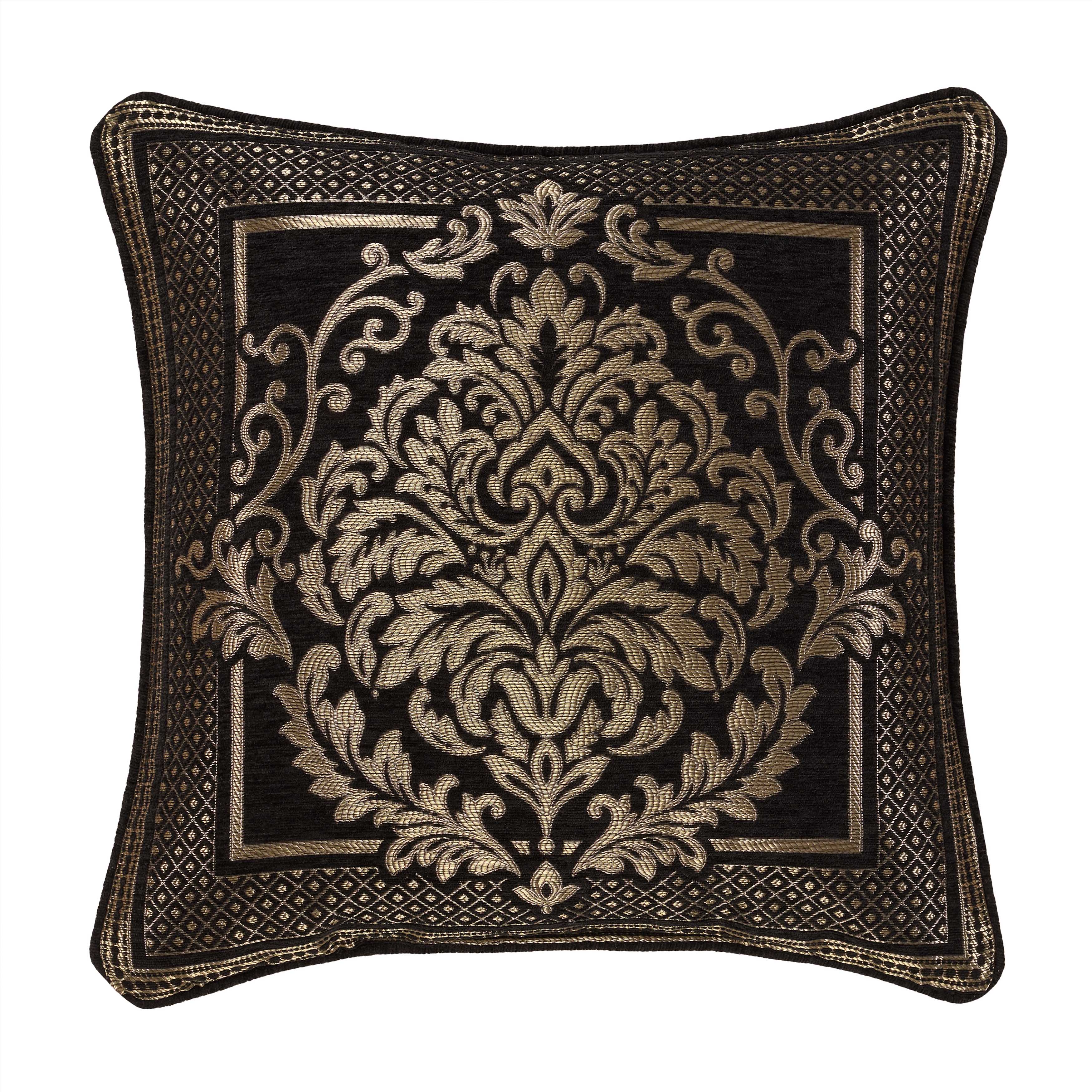 Laurenza Black Square Decorative Throw Pillow 20" x 20" Throw Pillows By J. Queen New York