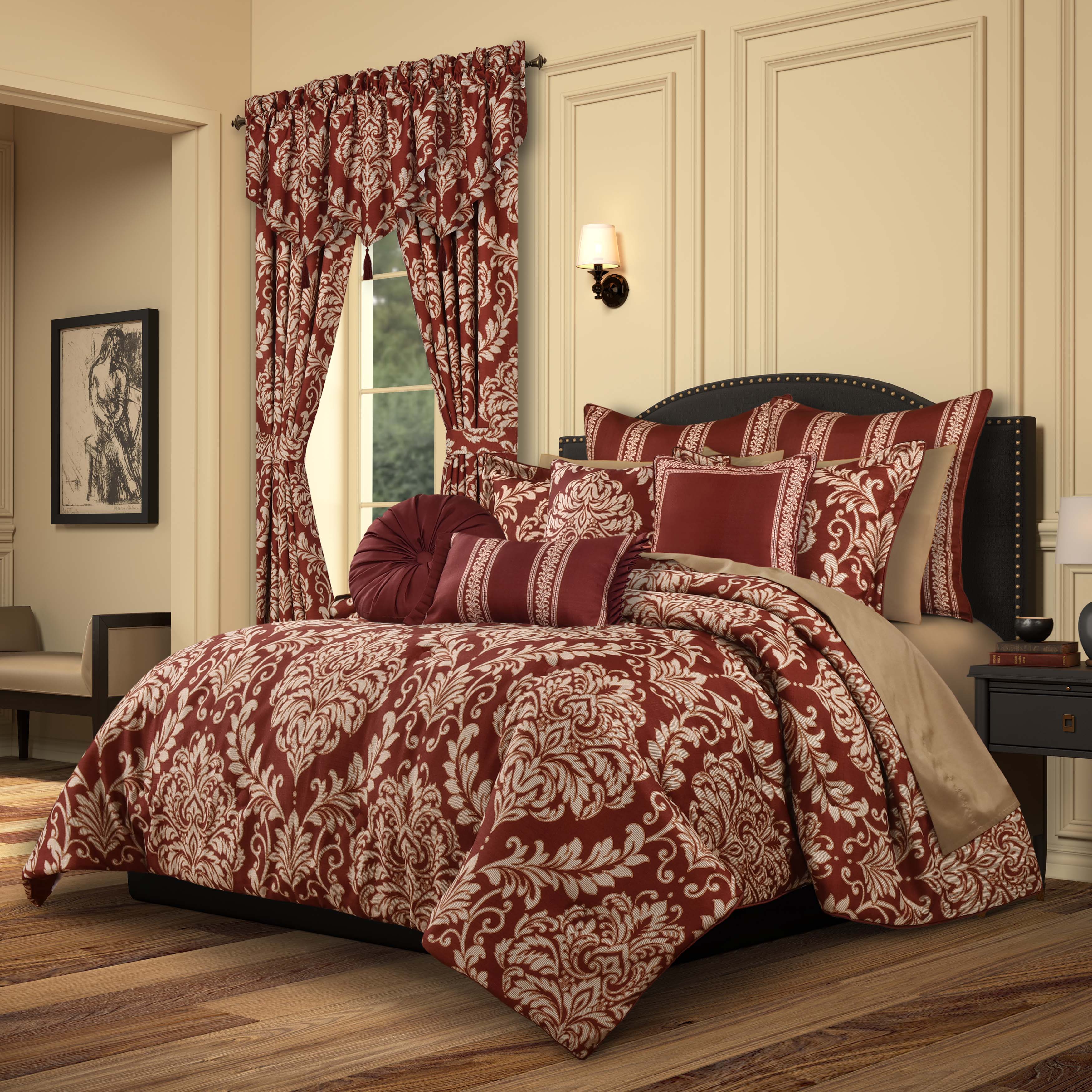 Lazia Red 3 Piece Comforter Set Comforter Sets By J. Queen New York