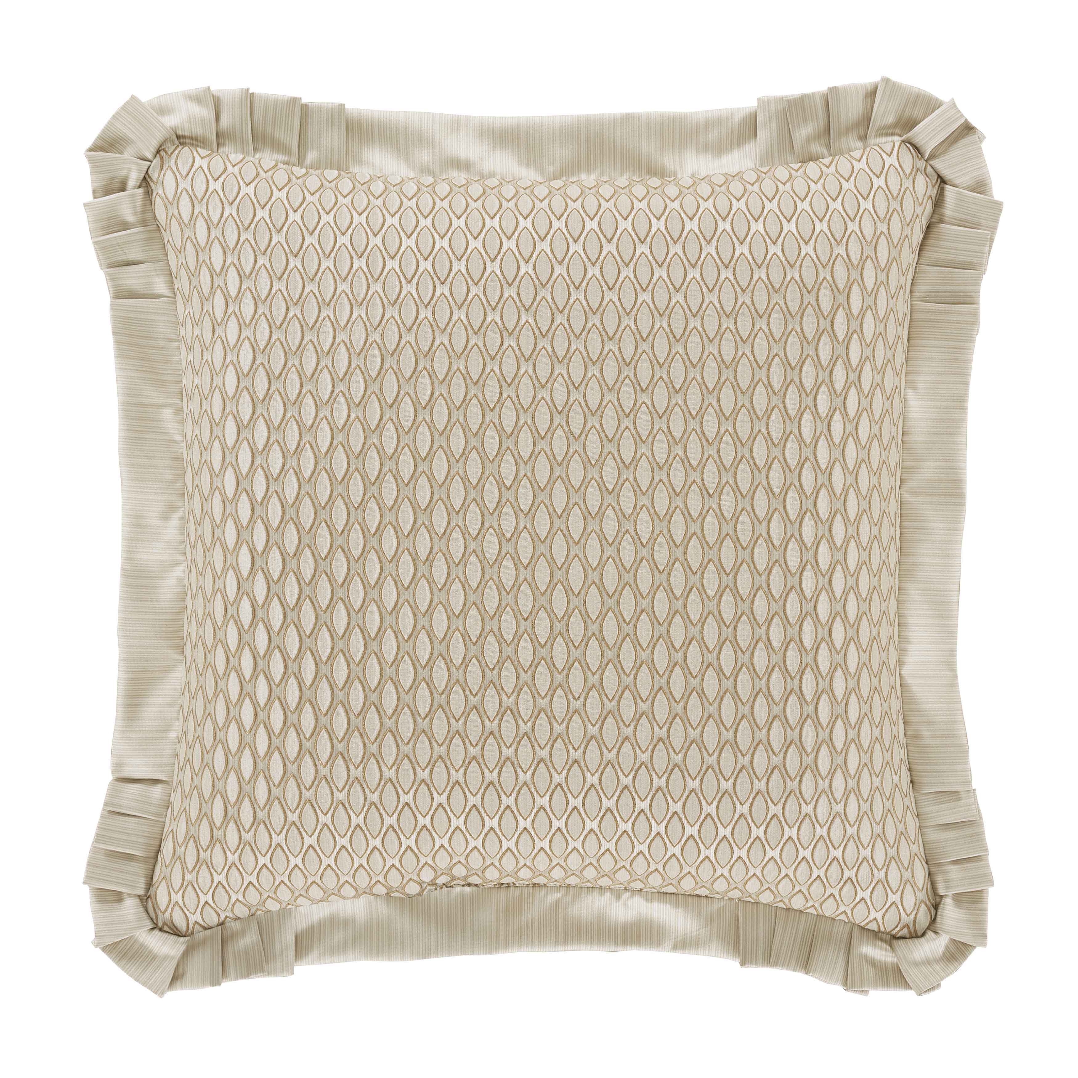 Lazlo Ivory Embellished Square Decorative Throw Pillow 20" x 20" Throw Pillows By J. Queen New York
