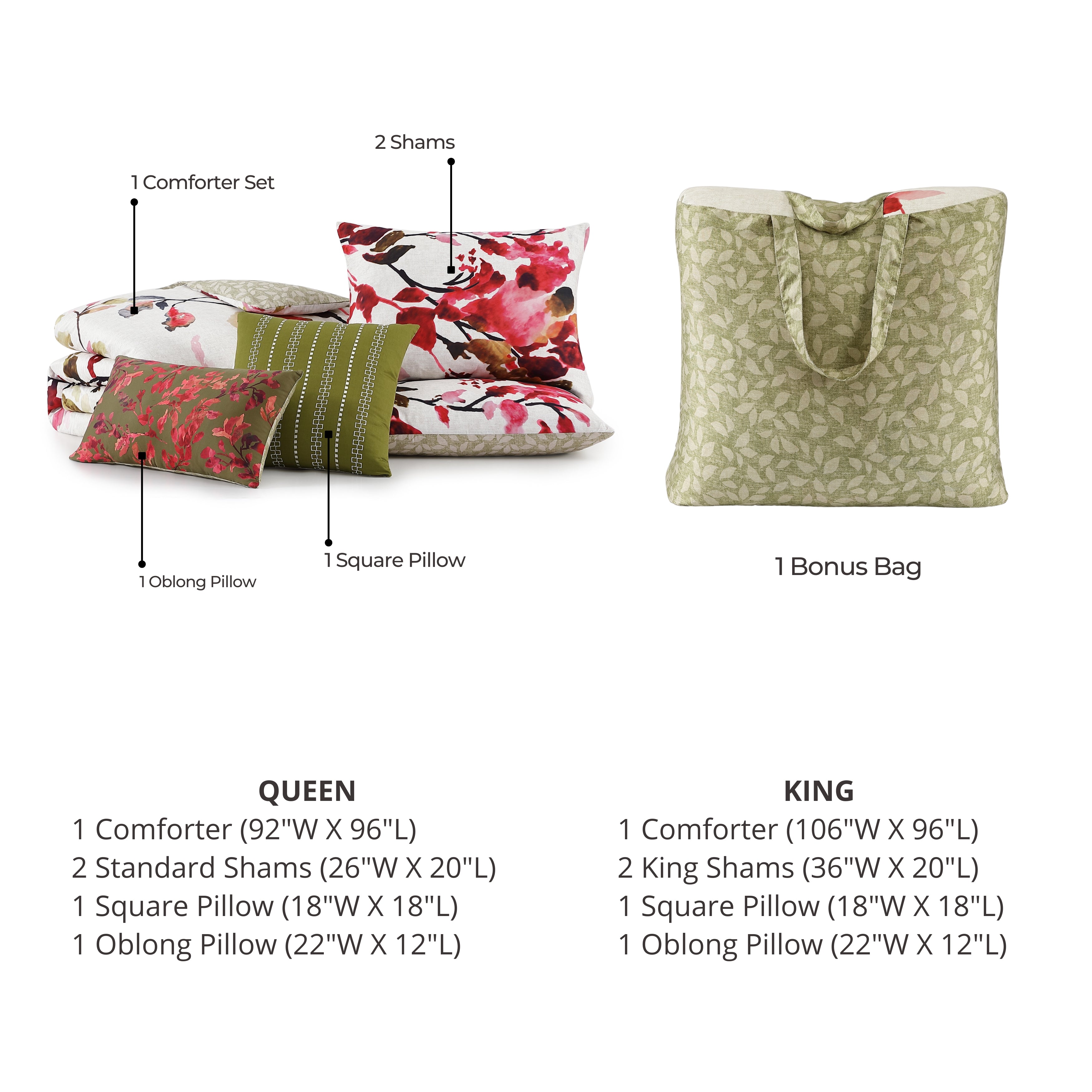Bebejan Leaves on Linen 3 Piece Reversible Comforter Set in King-Final Sale Comforter Sets By US Office - Latest-bedding