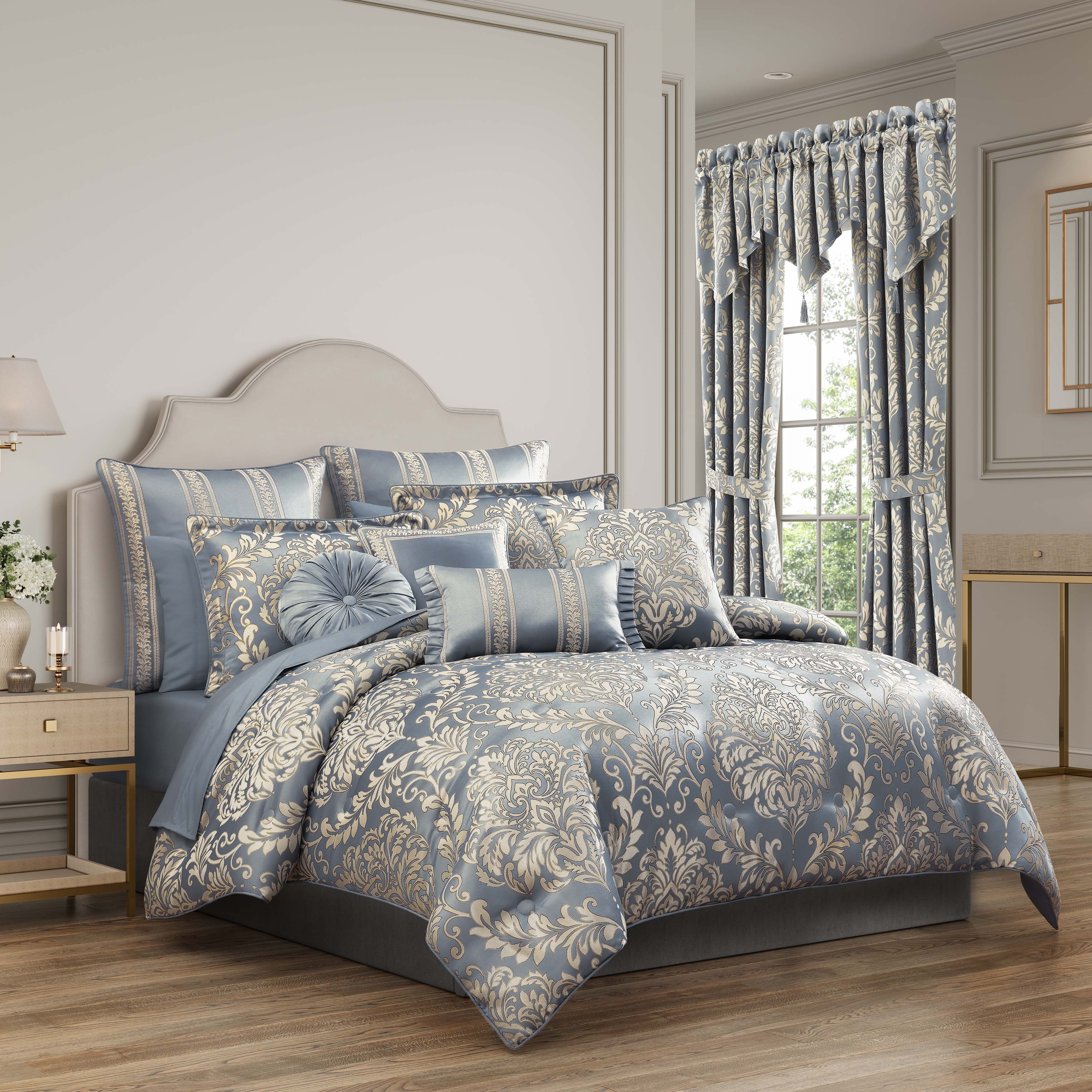 Lorenzo Blue 3 Piece Comforter Set Comforter Sets By J. Queen New York