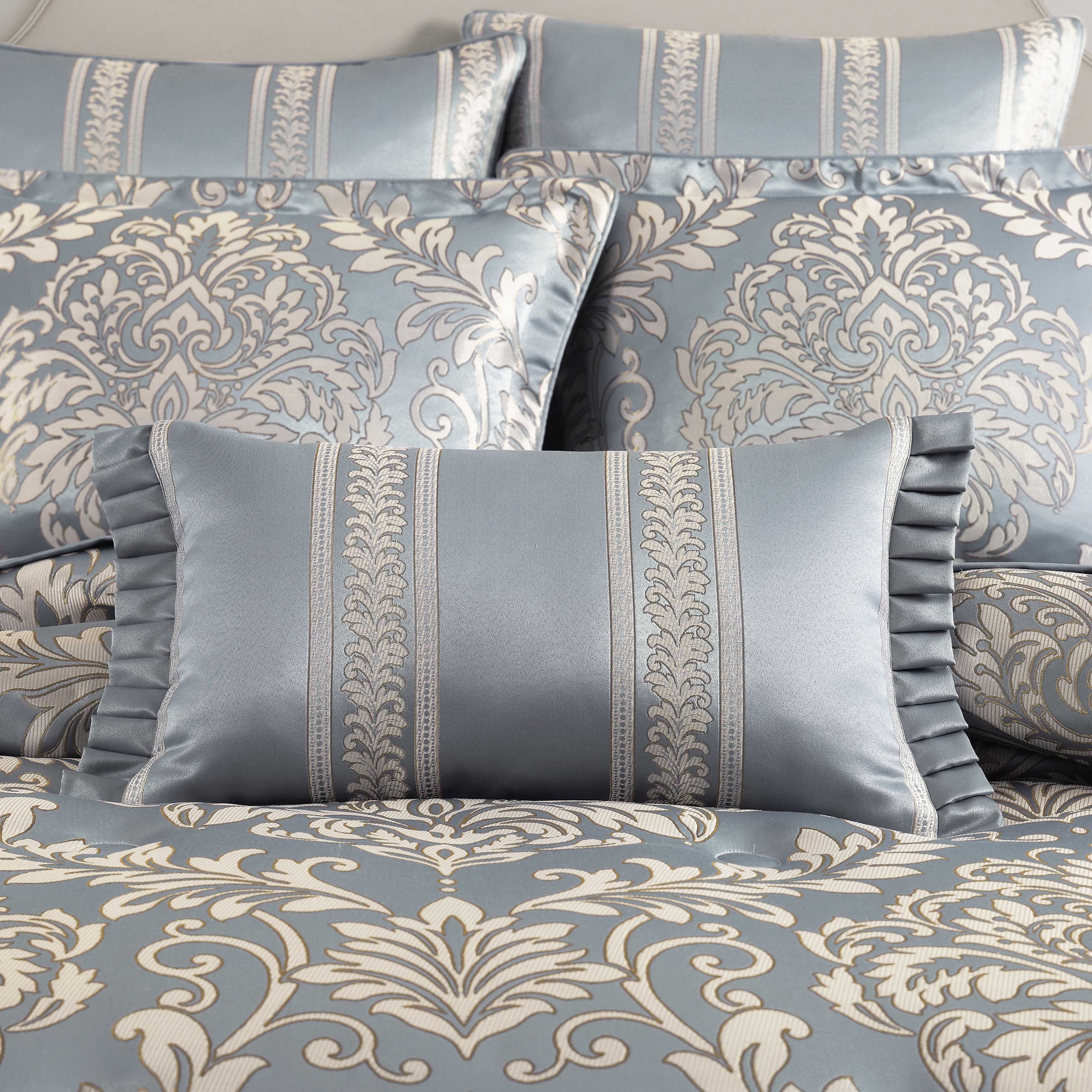 Lorenzo Blue Boudoir Decorative Throw Pillow 20" x 12" Throw Pillows By J. Queen New York