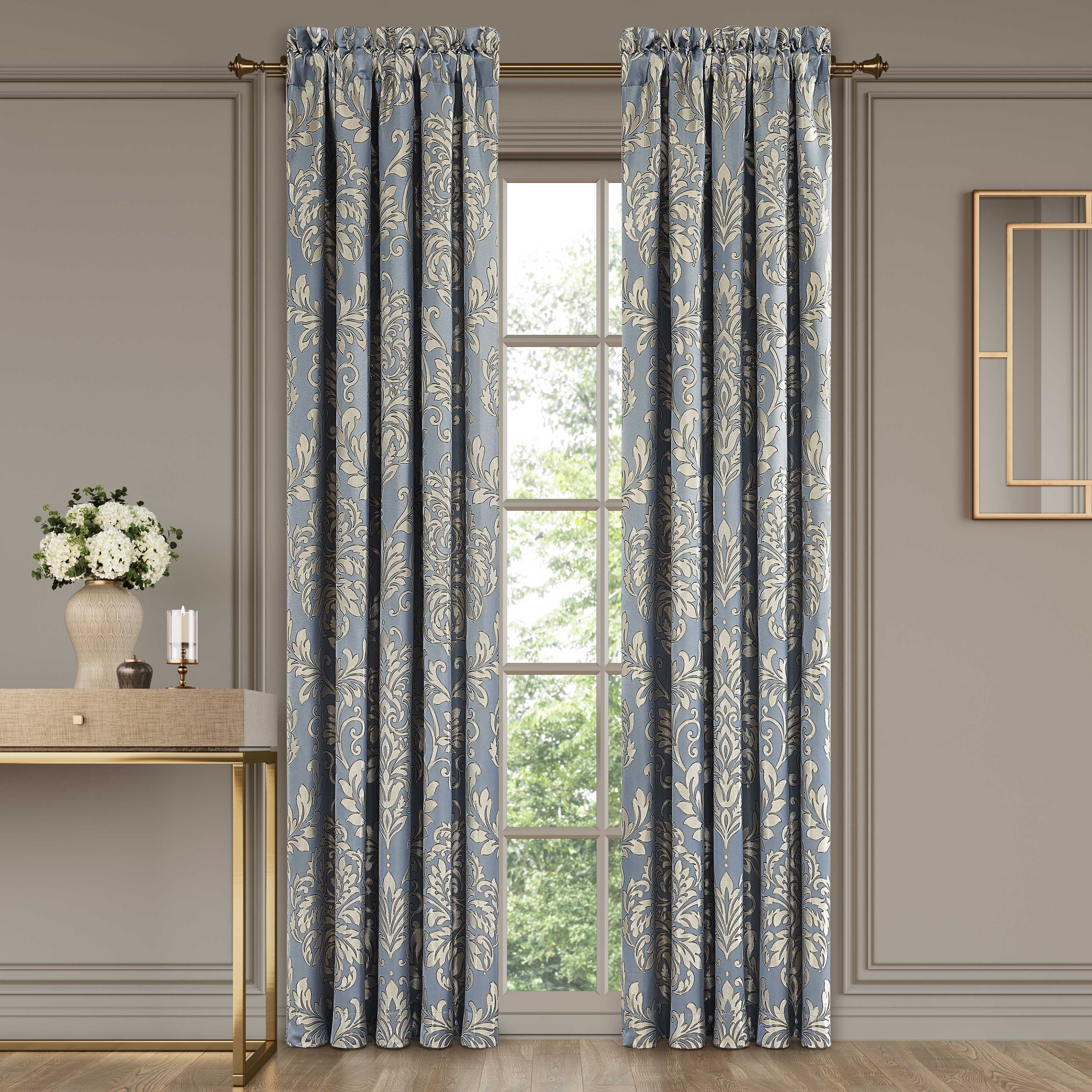 Lorenzo Blue Window Panel Pair Window Panels By J. Queen New York