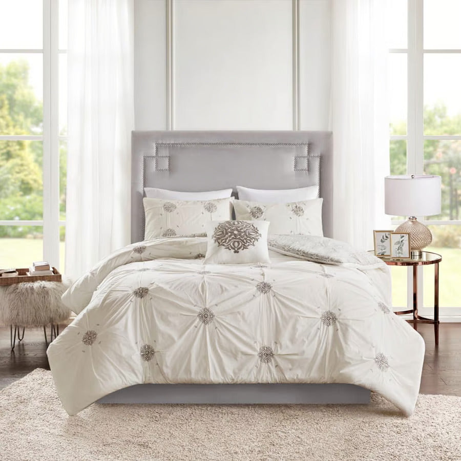 Malia Ivory 4 Piece Duvet Cover Set Duvet Covers By JLA HOME/Olliix (E & E Co., Ltd)