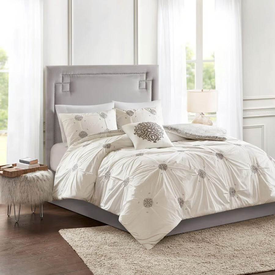 Malia Ivory 4 Piece Duvet Cover Set Duvet Covers By JLA HOME/Olliix (E & E Co., Ltd)