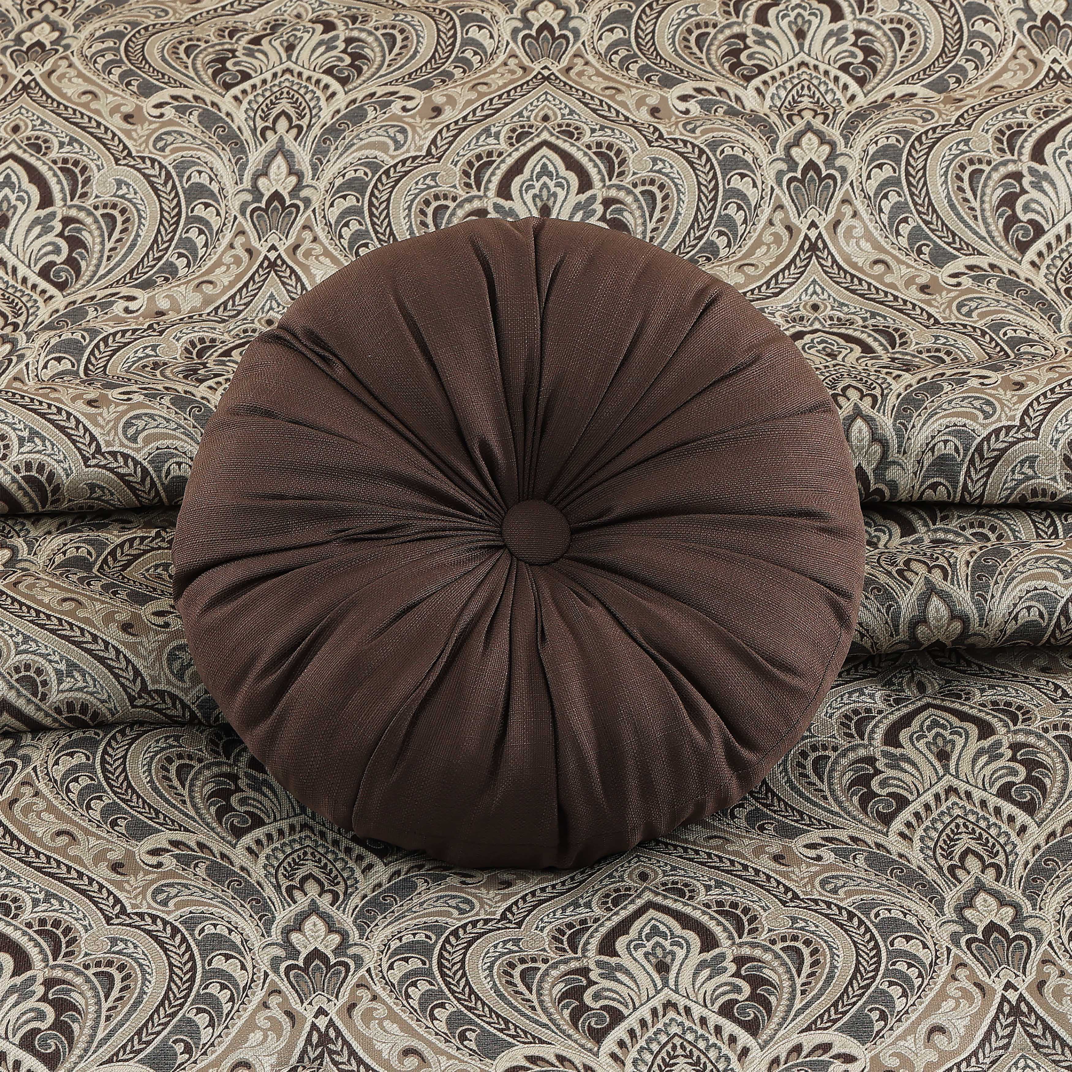 Maren Chocolate Round Decorative Throw Pillow 15" x 15" Throw Pillows By J. Queen New York