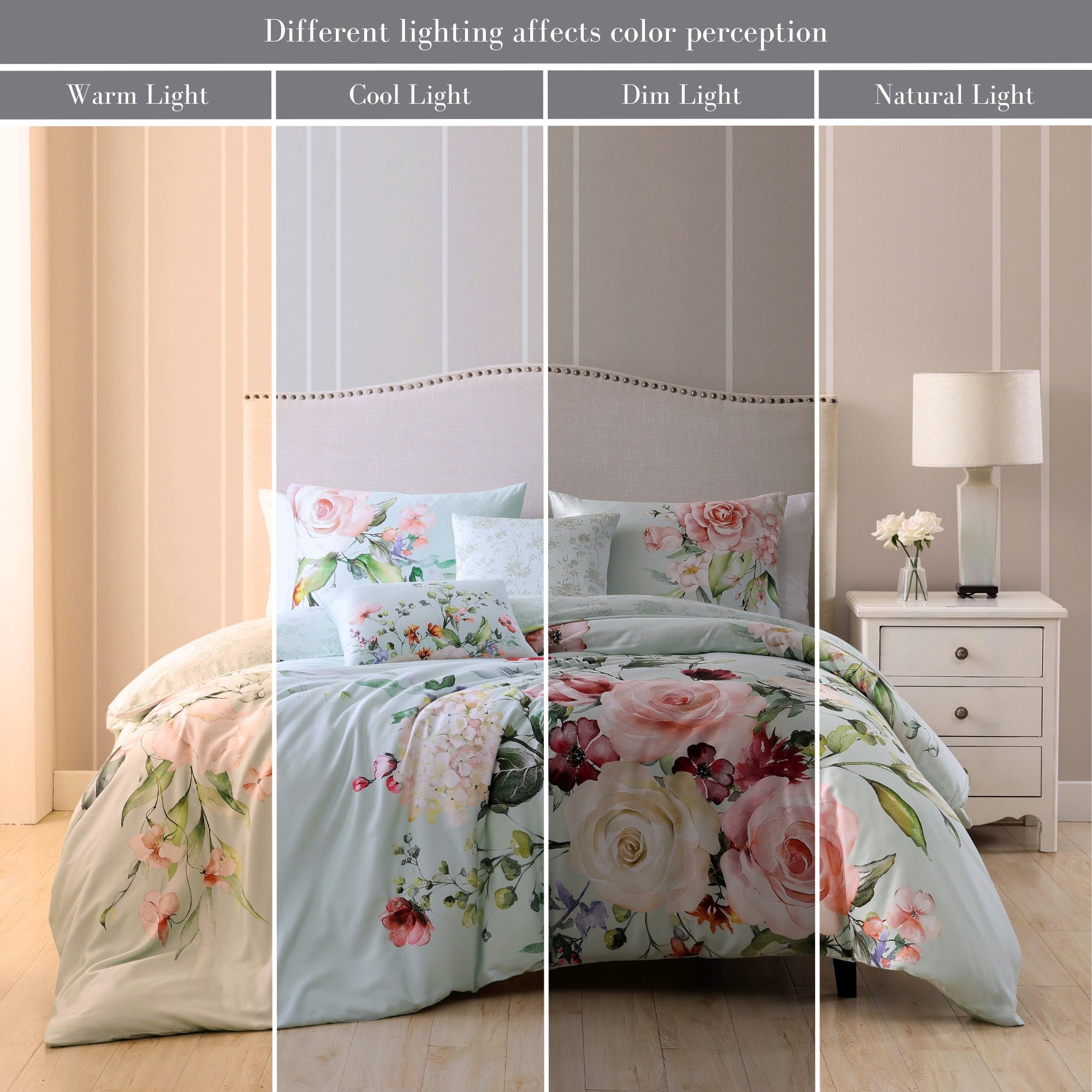 Bebejan Rose on Misty Green 5 Piece Reversible Comforter Set in Queen- Final Sale Comforter Sets By US Office - Latest-bedding