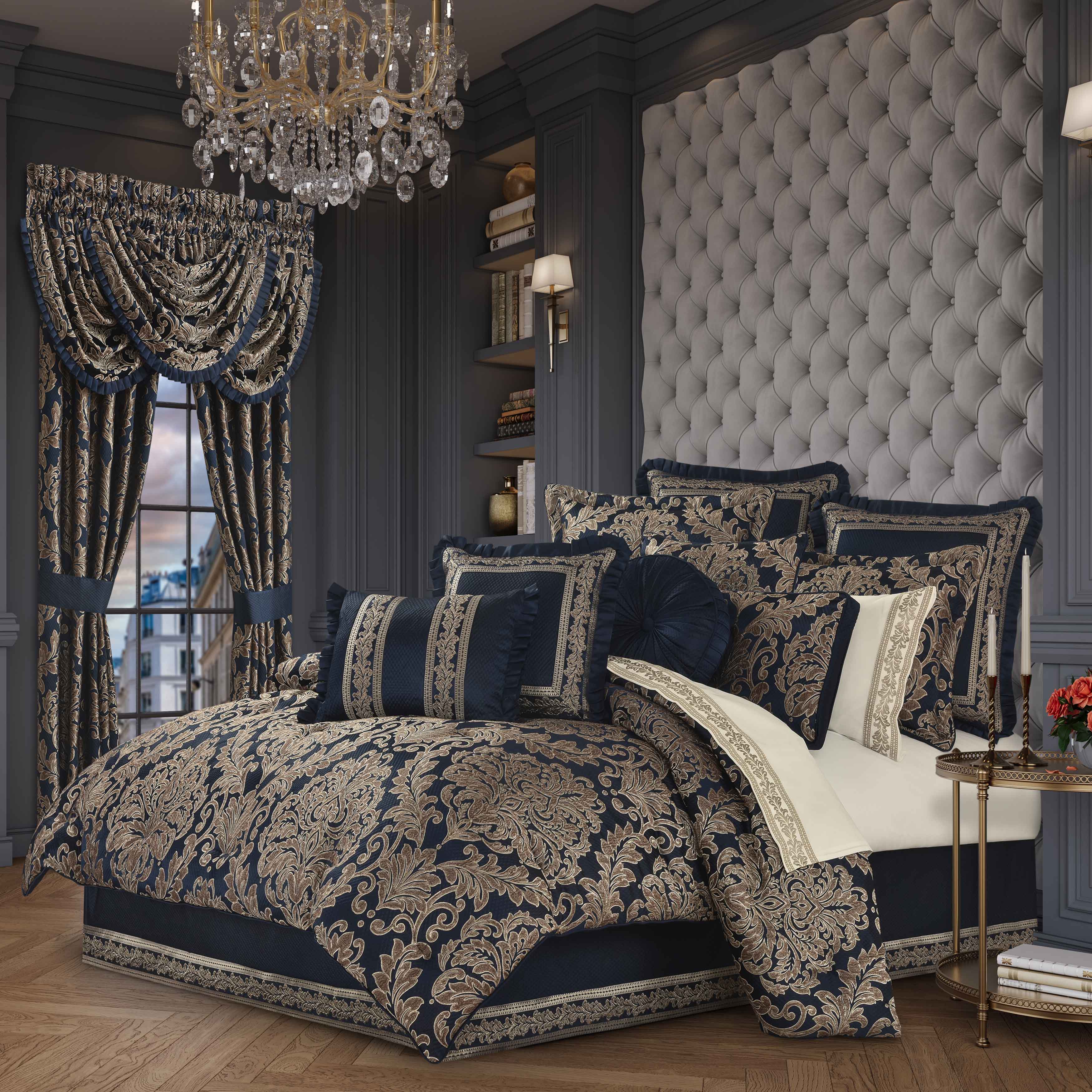 Monte Carlo Navy 4 Piece Comforter Set Comforter Sets By J. Queen New York