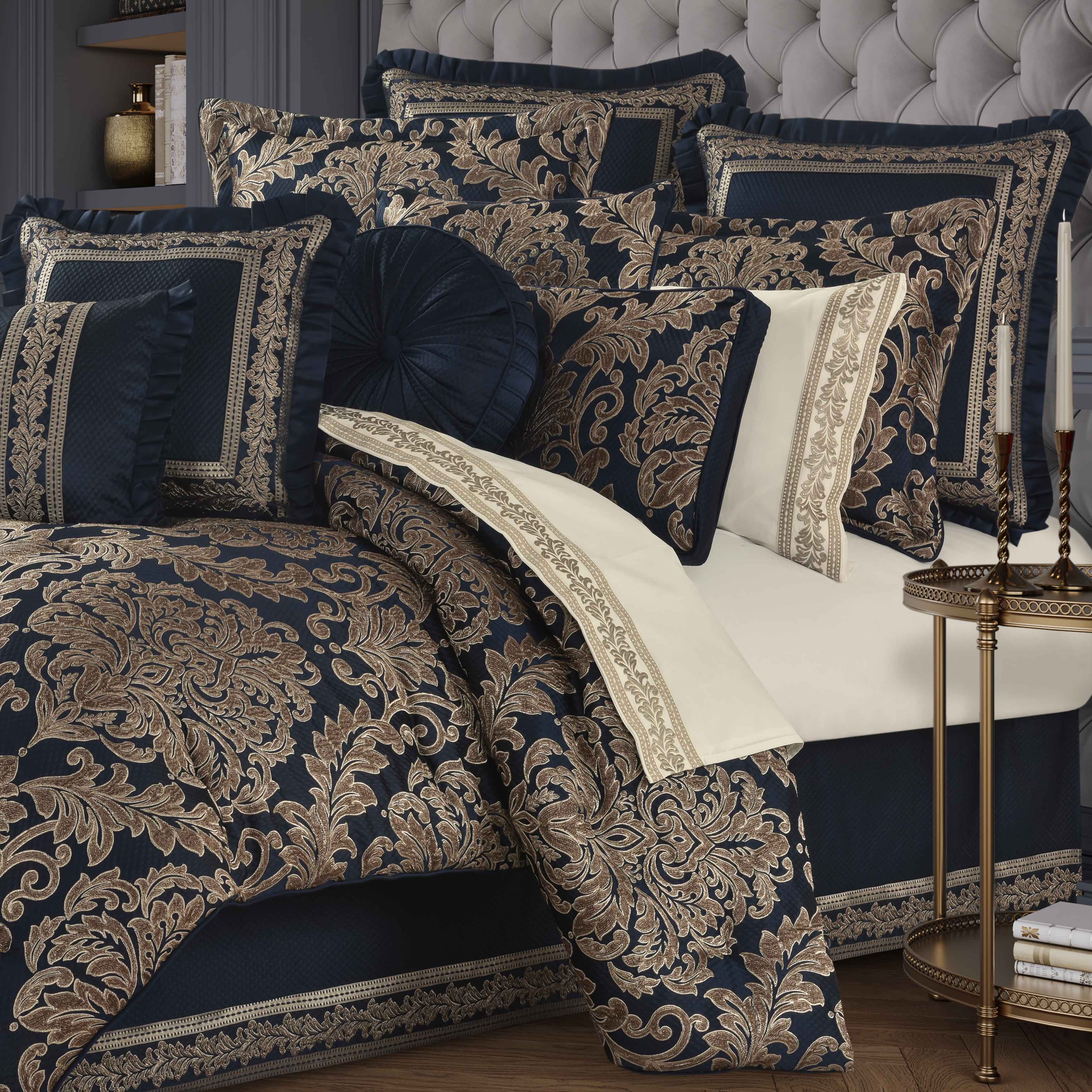 Monte Carlo Navy 4 Piece Comforter Set Comforter Sets By J. Queen New York
