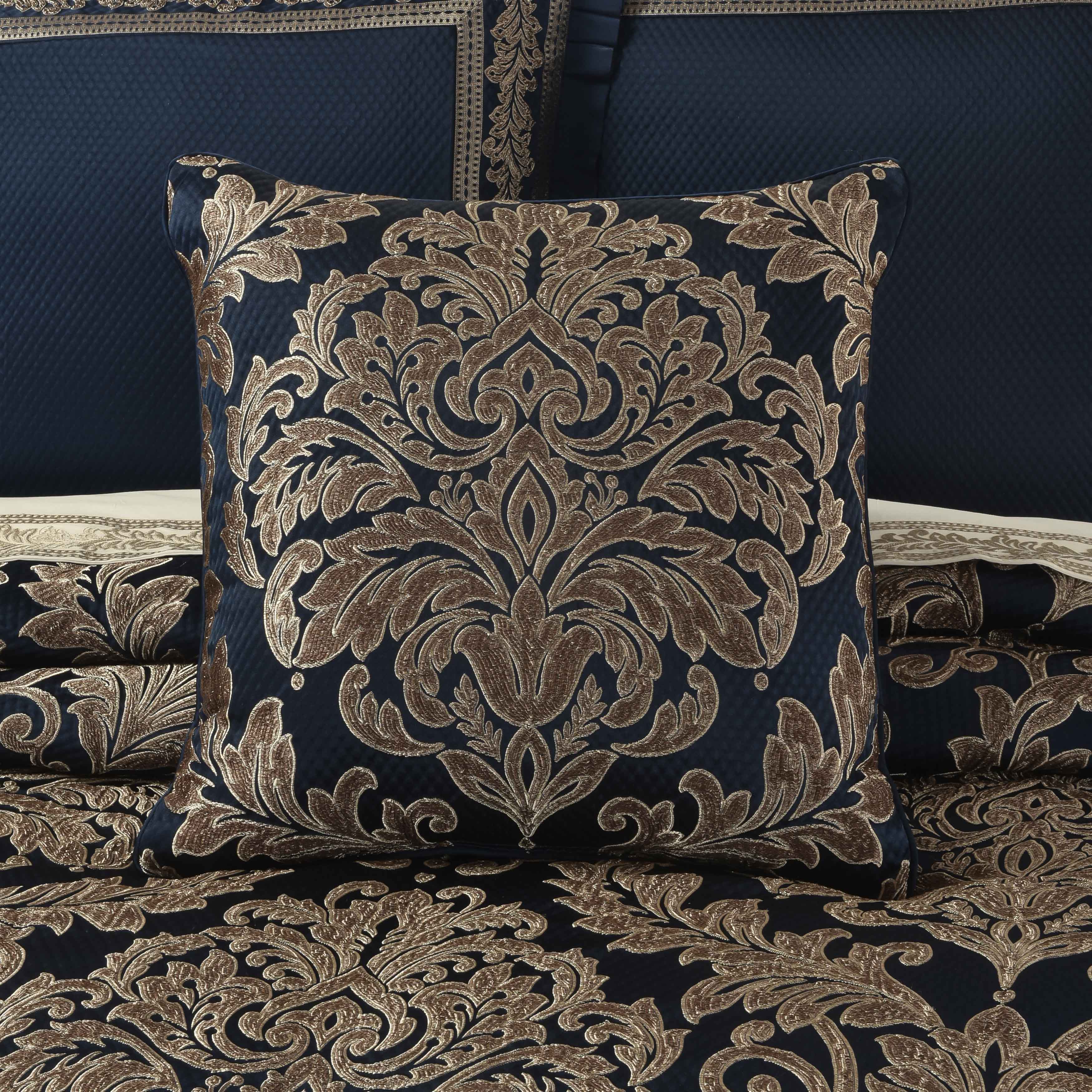 Monte Carlo Navy Square Decorative Throw Pillow 20" x 20" Throw Pillows By J. Queen New York
