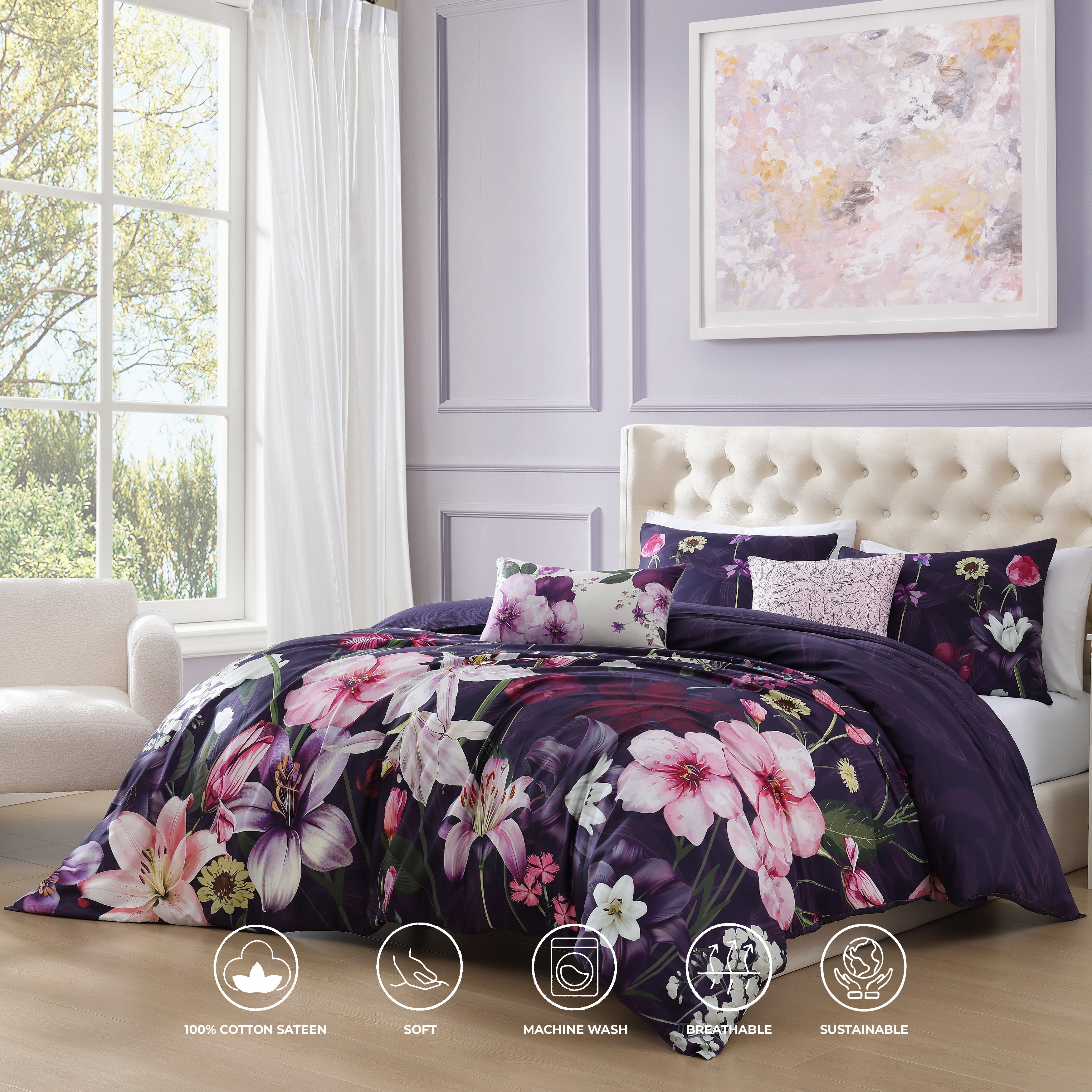 Bebejan Morning Glory 5 Piece Reversible Comforter Set Comforter Sets By Bebejan®