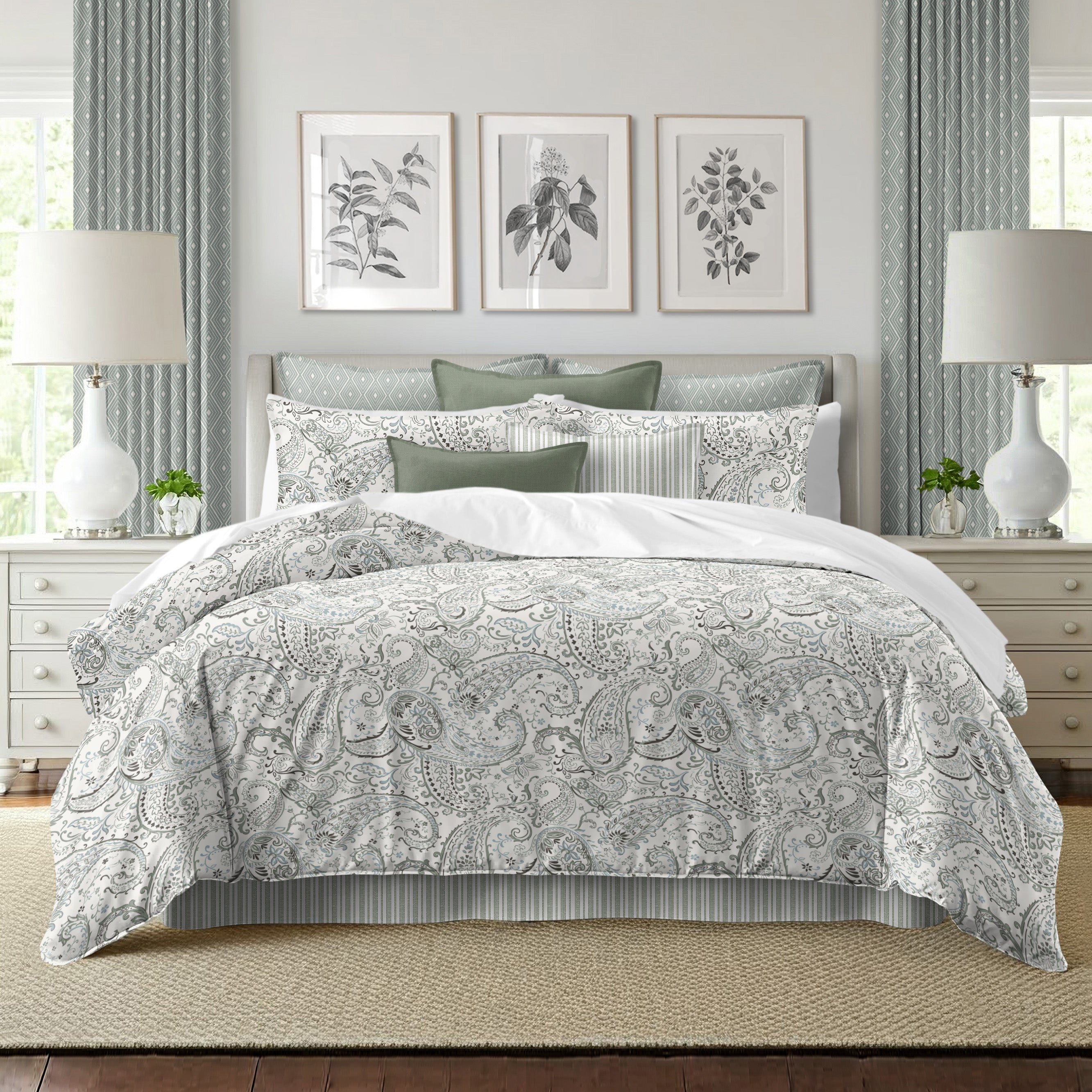 Paisley Seafoam 8 Piece Duvet Cover Set Duvet Covers By Colcha Linens