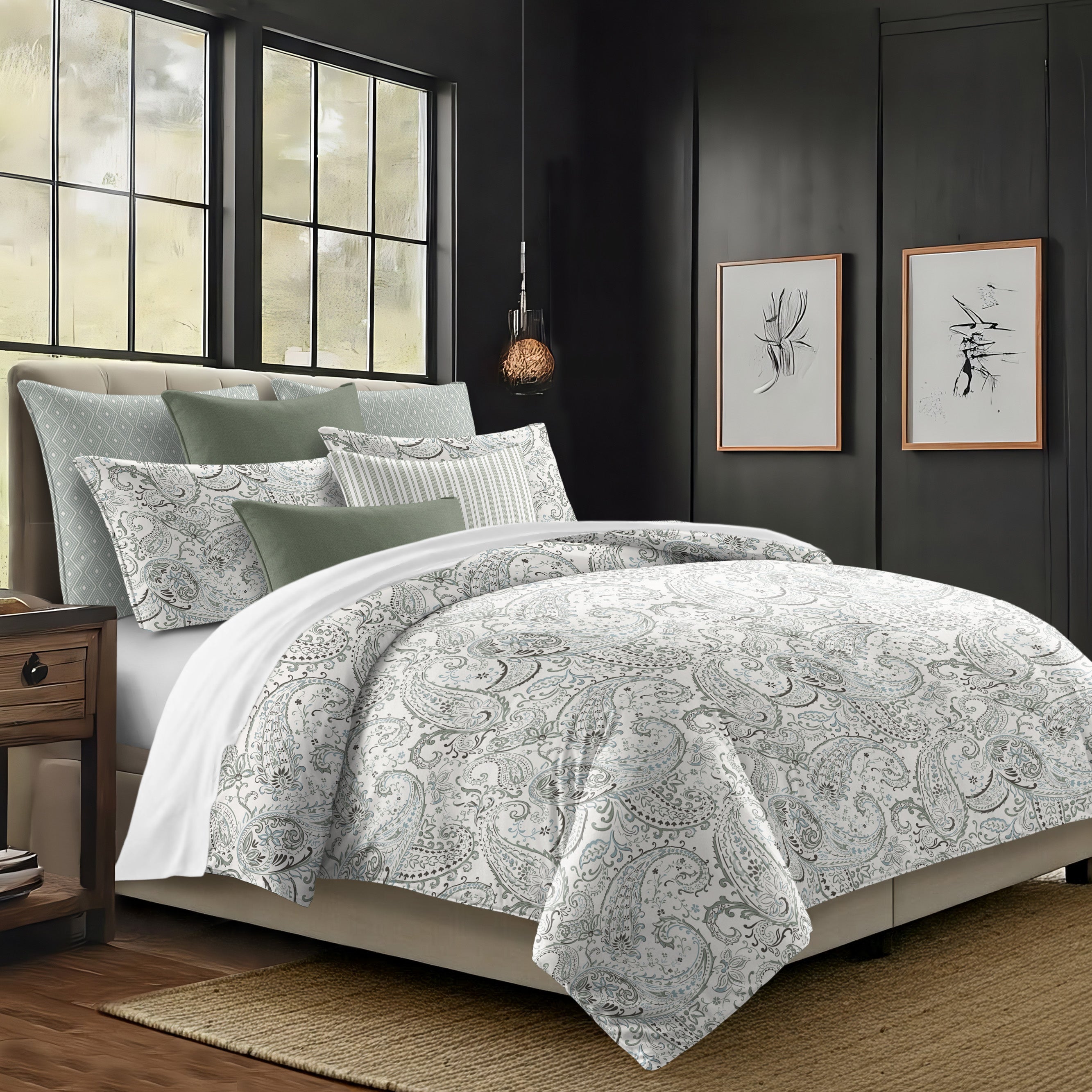 Paisley Seafoam 8 Piece Duvet Cover Set Duvet Covers By Colcha Linens