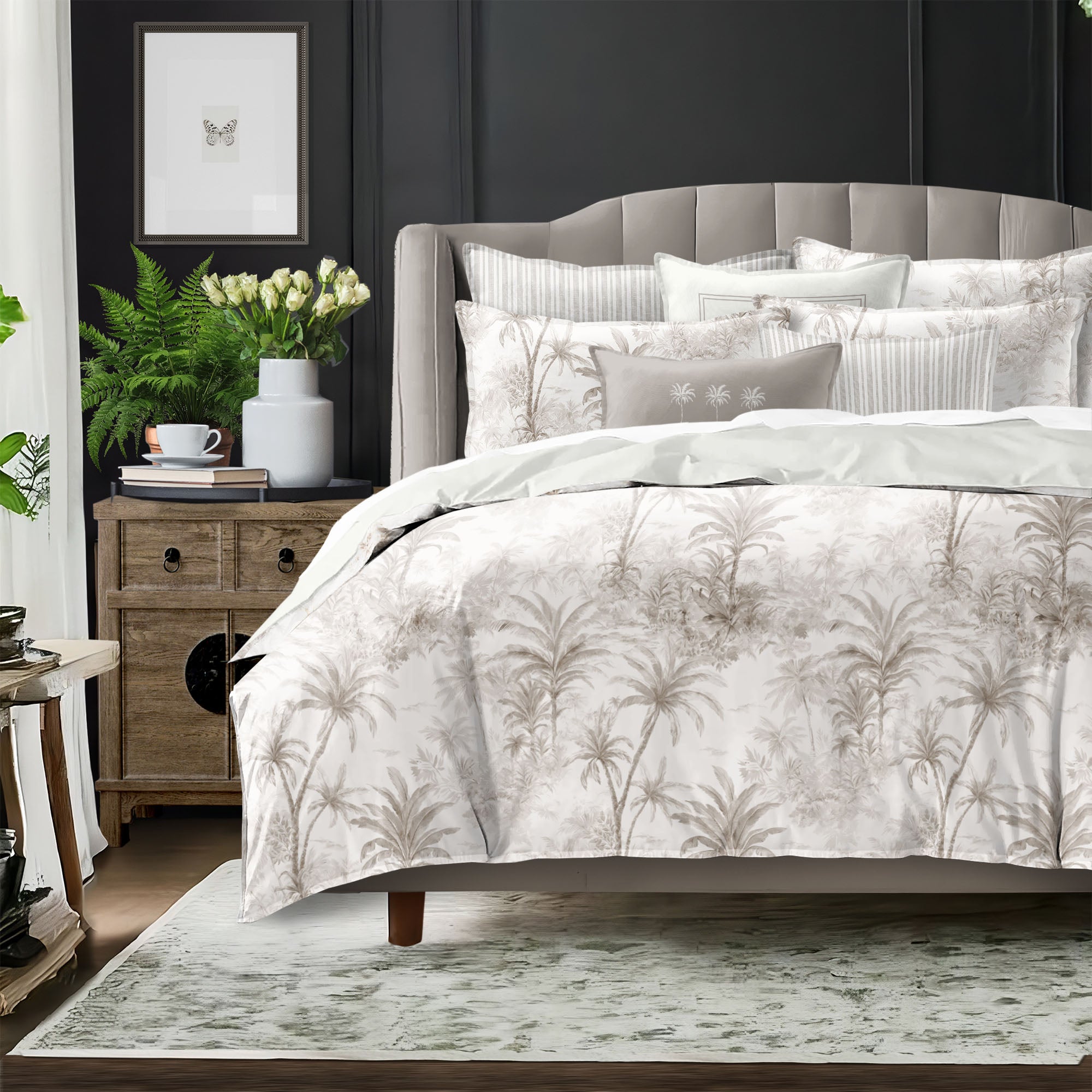 Palmora Toile Mushroom 8 Piece Comforter Set Comforter Sets By Colcha Linens