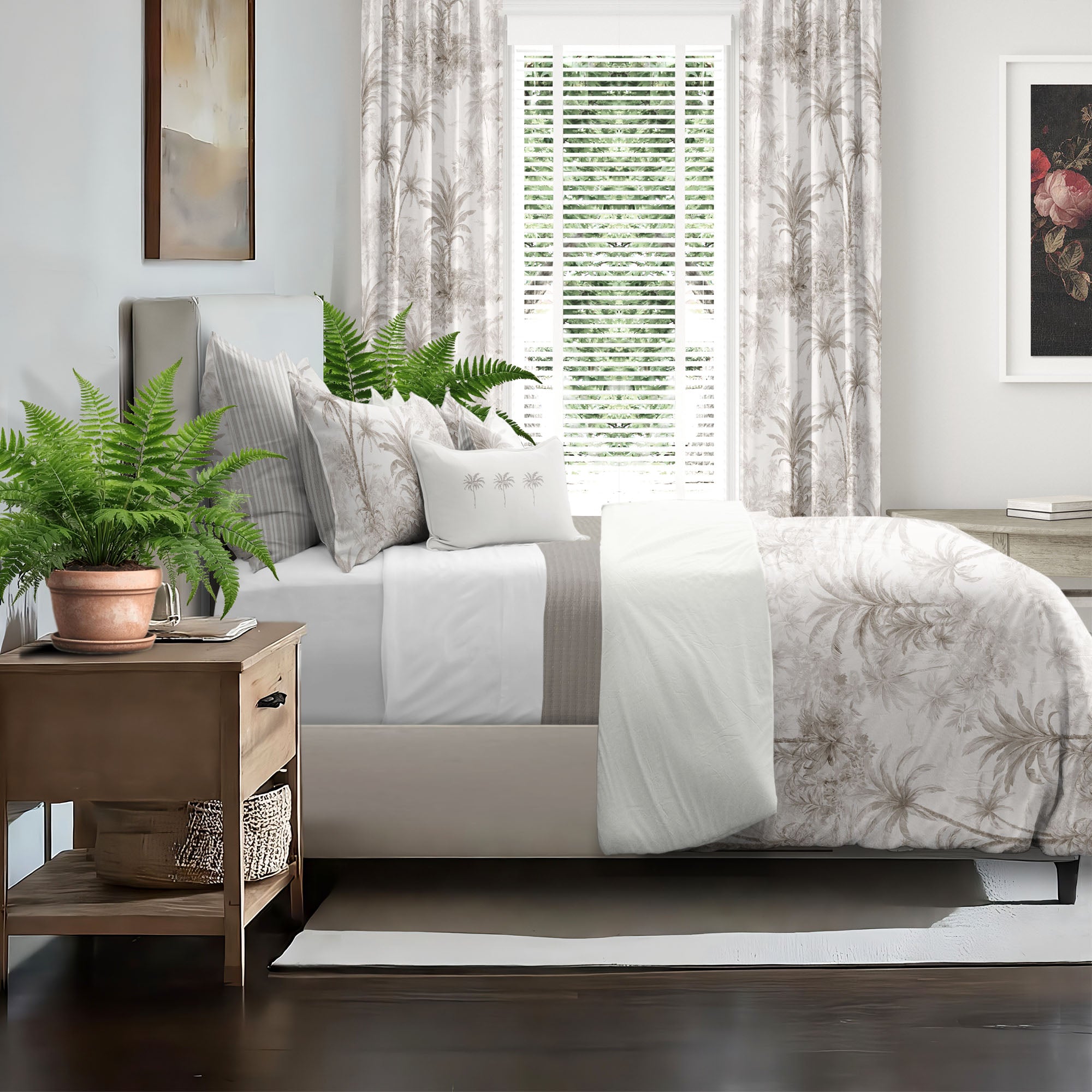 Palmora Toile Mushroom 8 Piece Comforter Set Comforter Sets By Colcha Linens