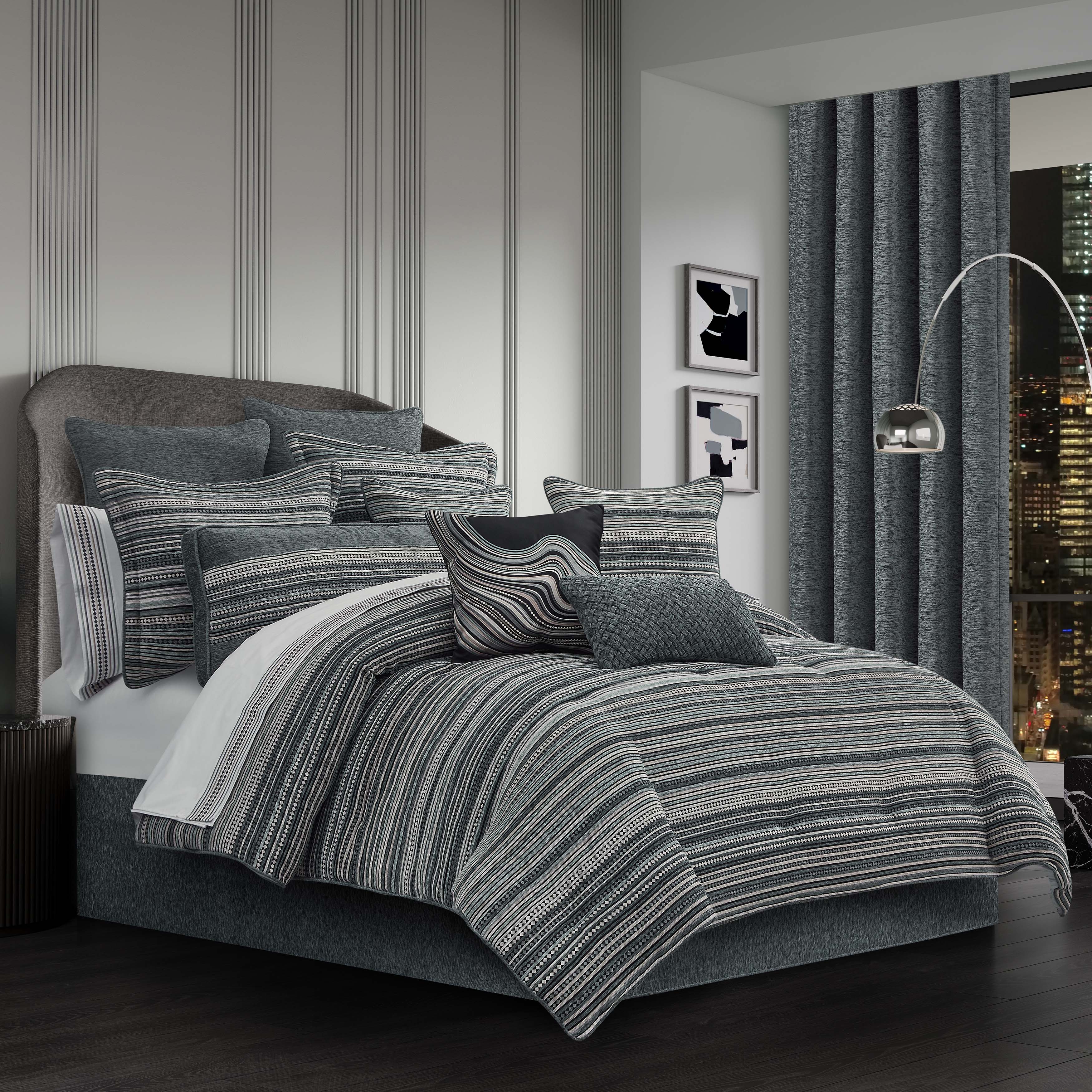 Parallel Slate 4 Piece Comforter Set Comforter Sets By J. Queen New York