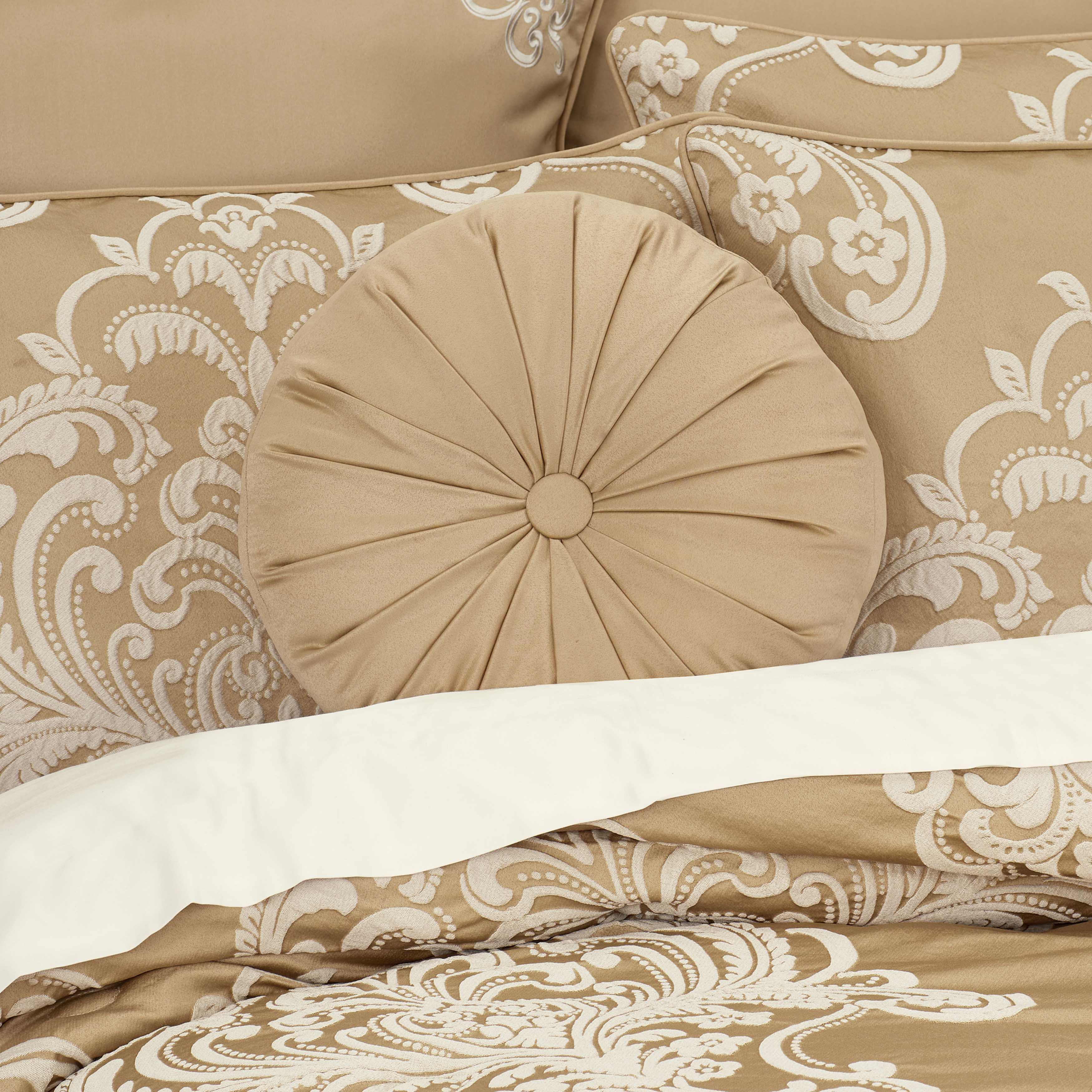 Potenza Gold Round Decorative Throw Pillow 15" x 15" Throw Pillows By J. Queen New York