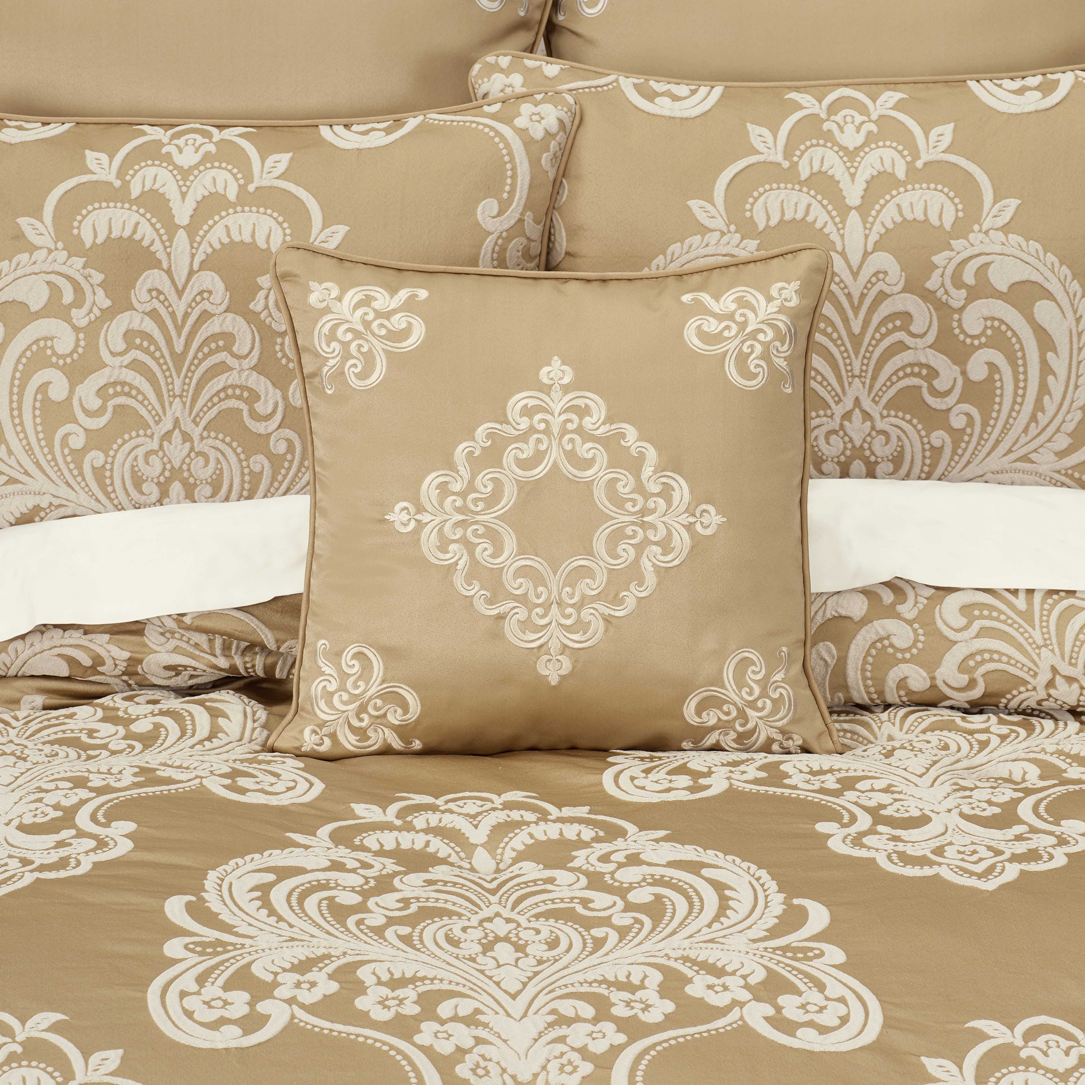 Potenza Gold Square Decorative Throw Pillow 18" x 18" Throw Pillows By J. Queen New York