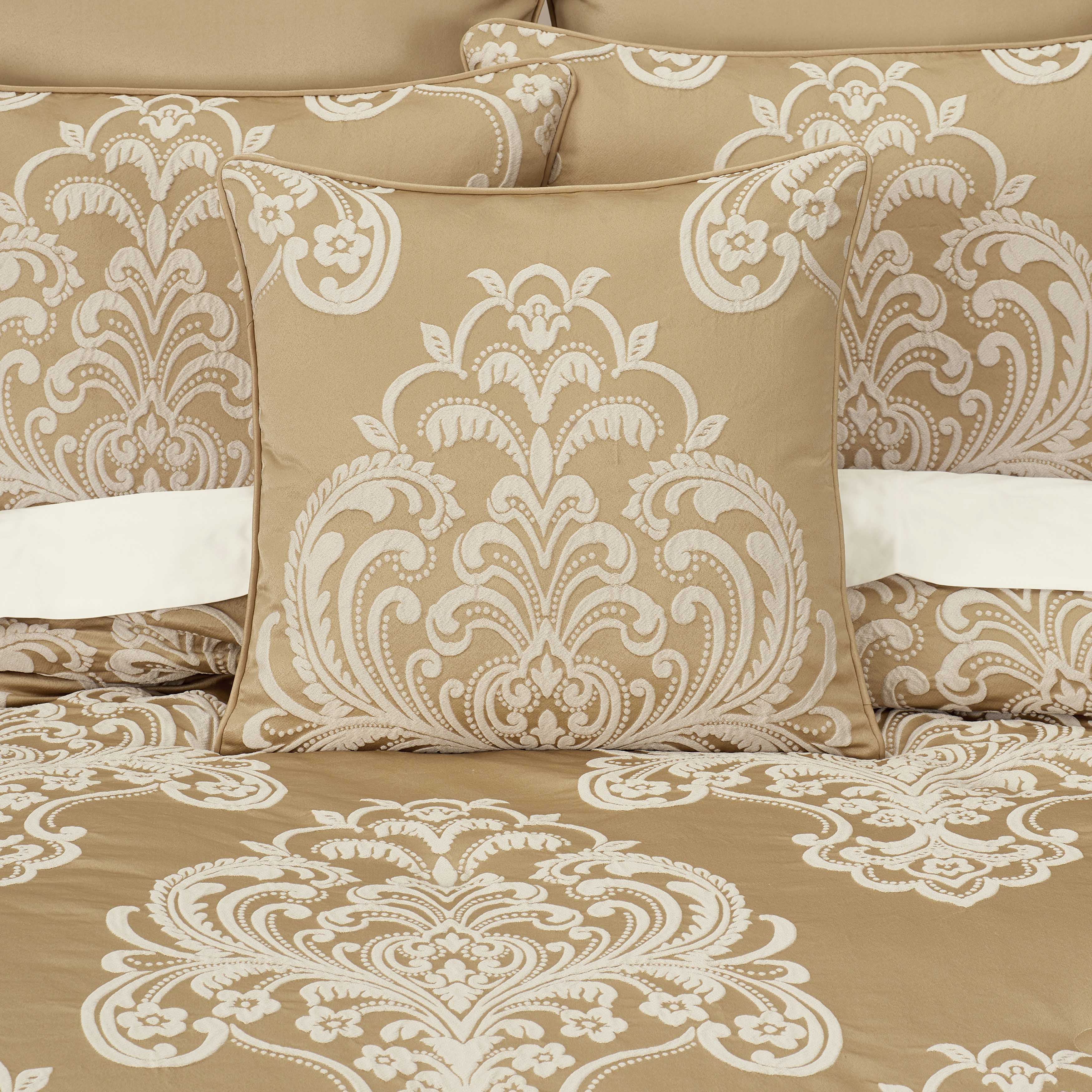 Potenza Gold Square Decorative Throw Pillow 20" x 20" Throw Pillows By J. Queen New York