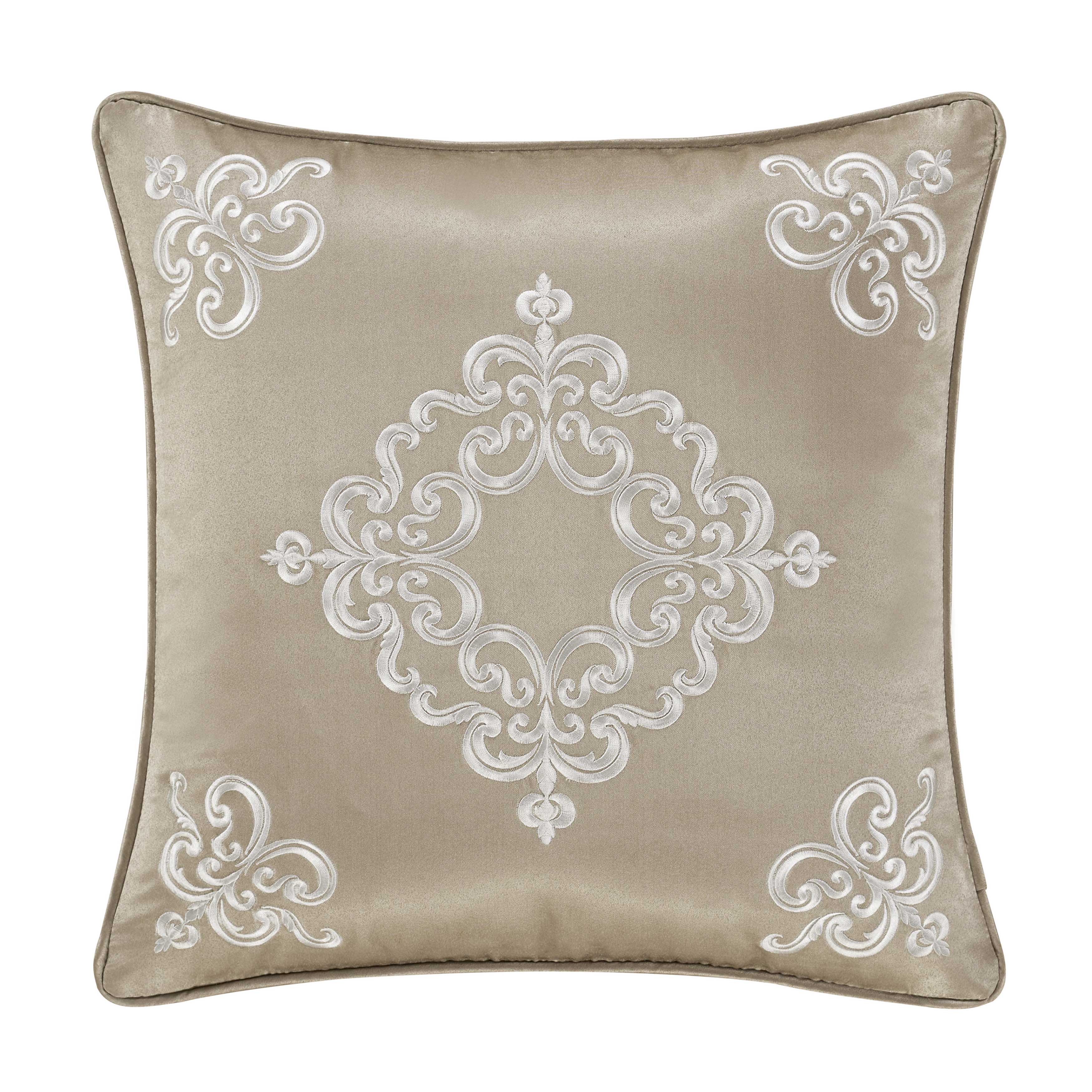 Potenza Sand Square Decorative Throw Pillow 18" x 18" Throw Pillows By J. Queen New York
