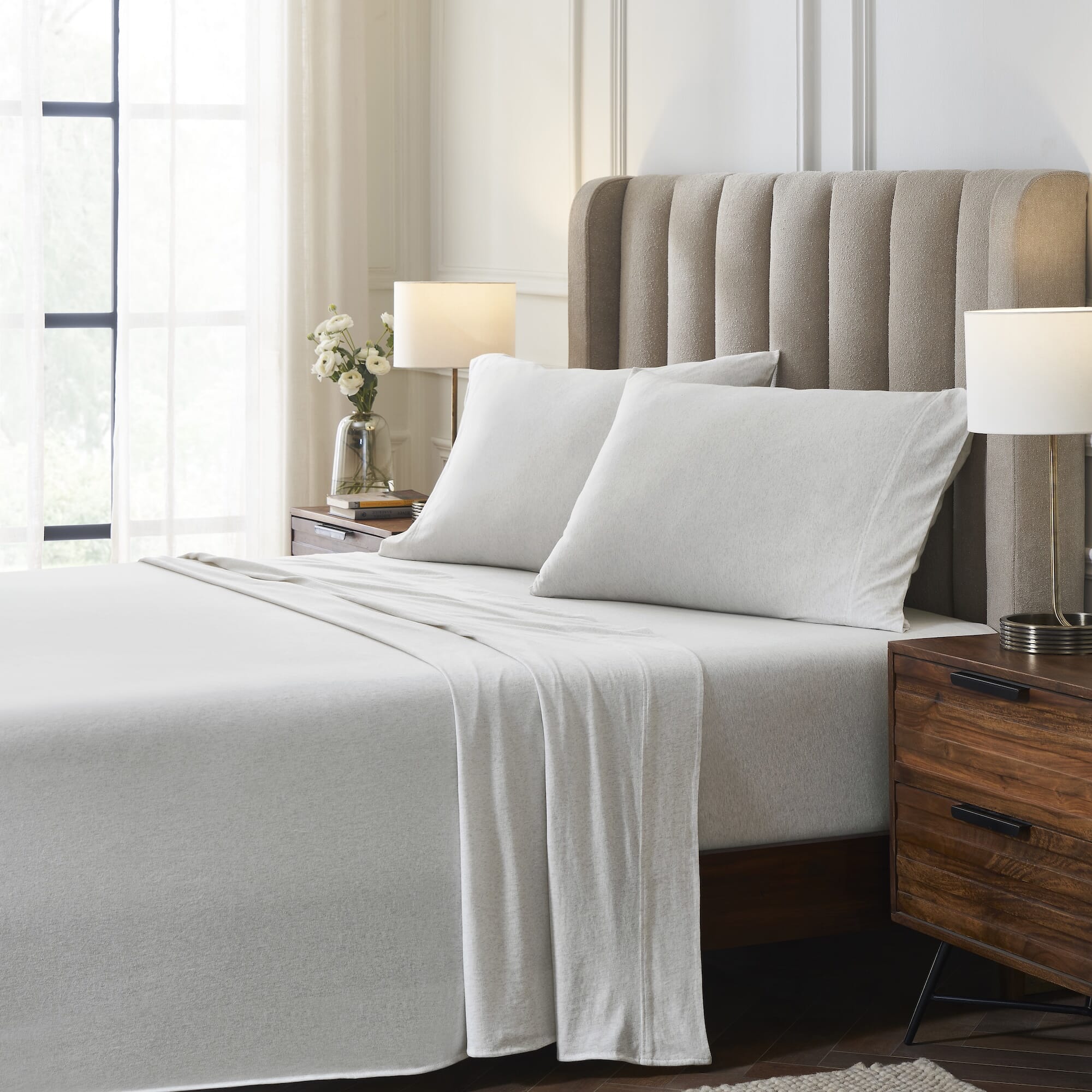 Halston Cotton Melange Jersey Sheet Set