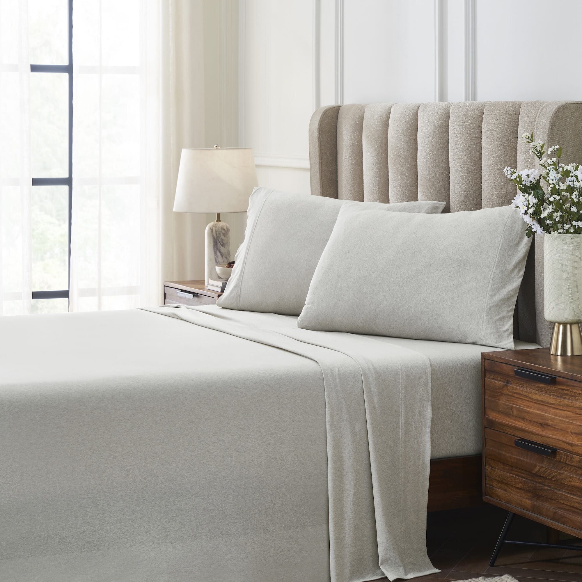 Halston Cotton Melange Jersey Sheet Set