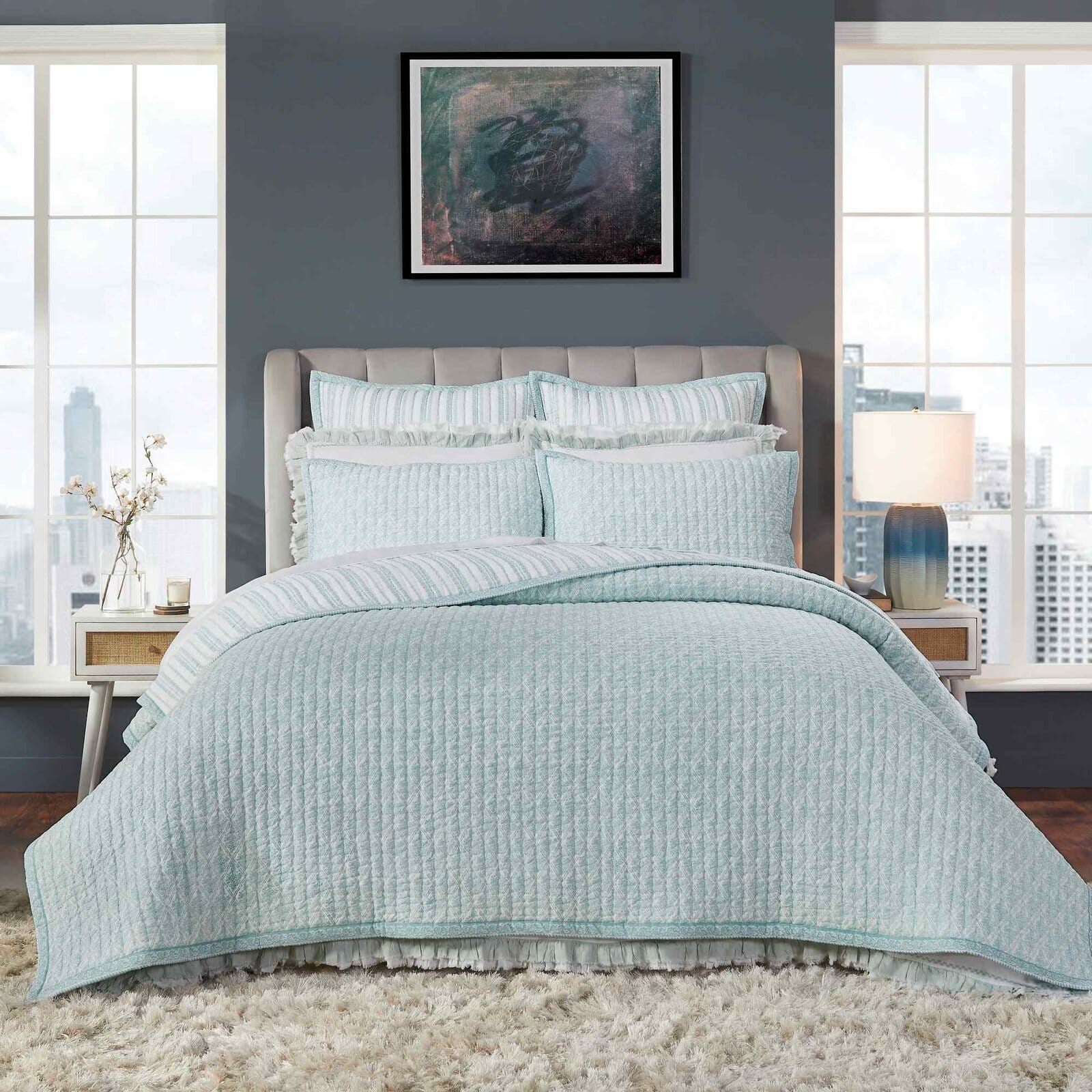 Serenity Printed Reversible Quilt Quilt Sets By Orchids Lux Home