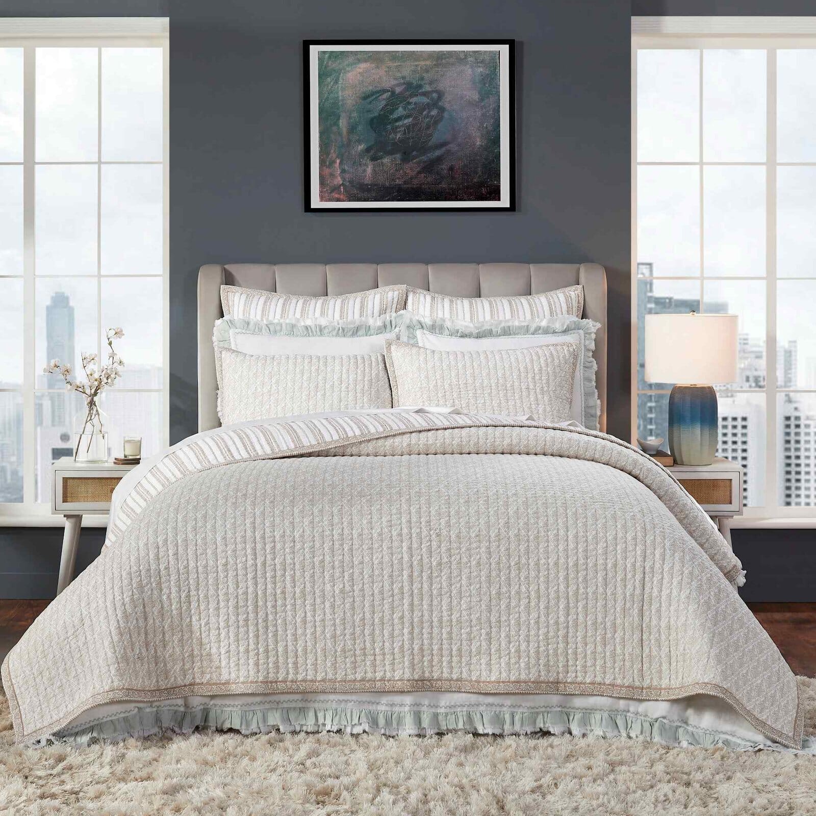 Serenity Printed Reversible Quilt Quilt Sets By Orchids Lux Home