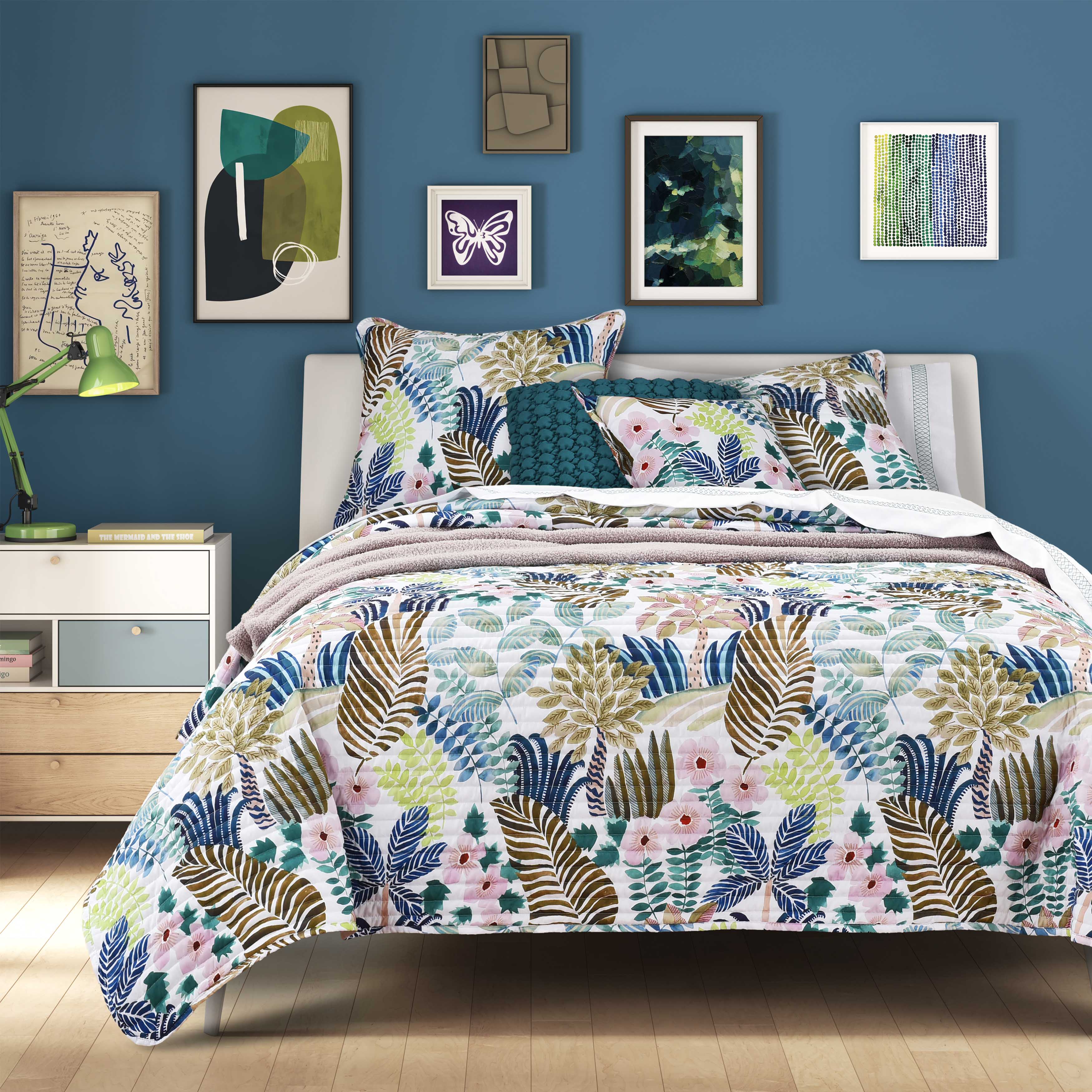 J Queen Rainforest Teal 3 Piece Quilt Set in King/ Cal King- Final Sale Quilt Sets By US Office - Latest-bedding