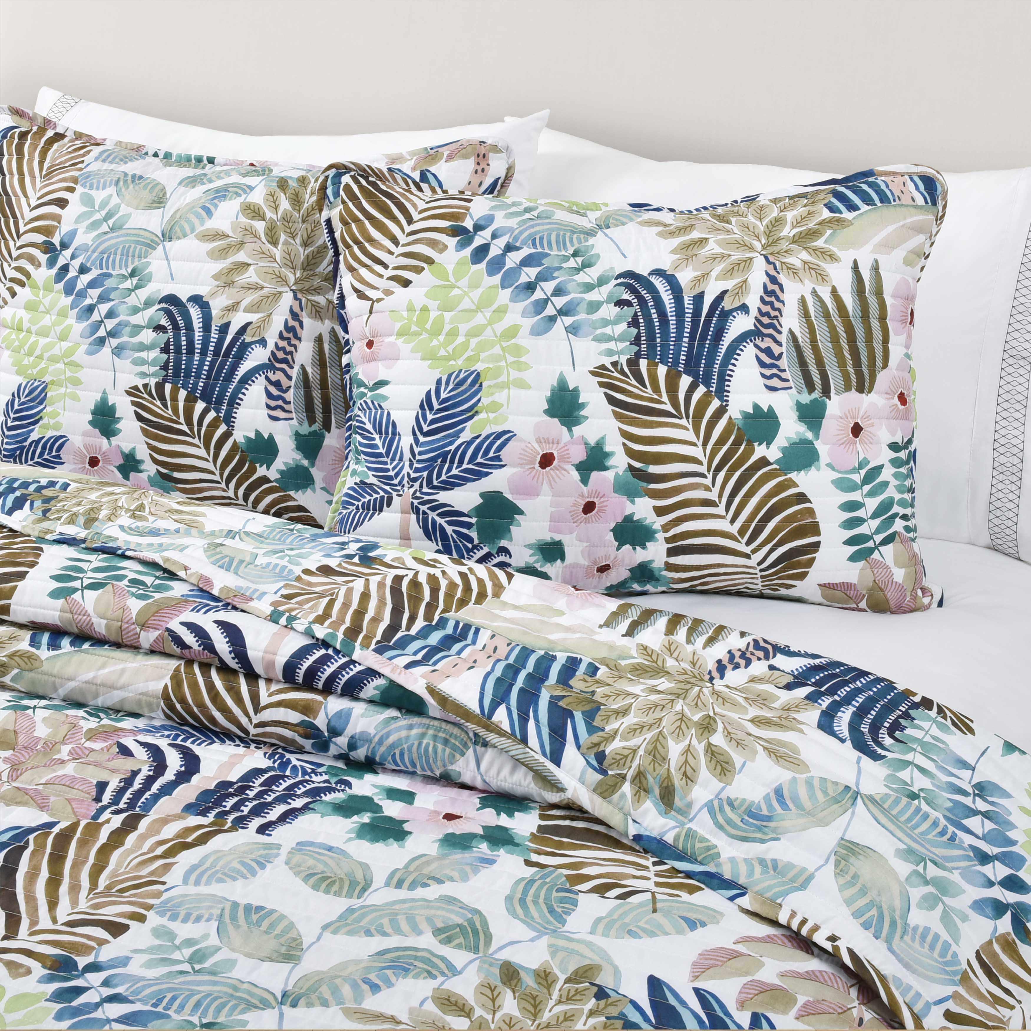 J Queen Rainforest Teal 3 Piece Quilt Set in King/ Cal King- Final Sale Quilt Sets By US Office - Latest-bedding