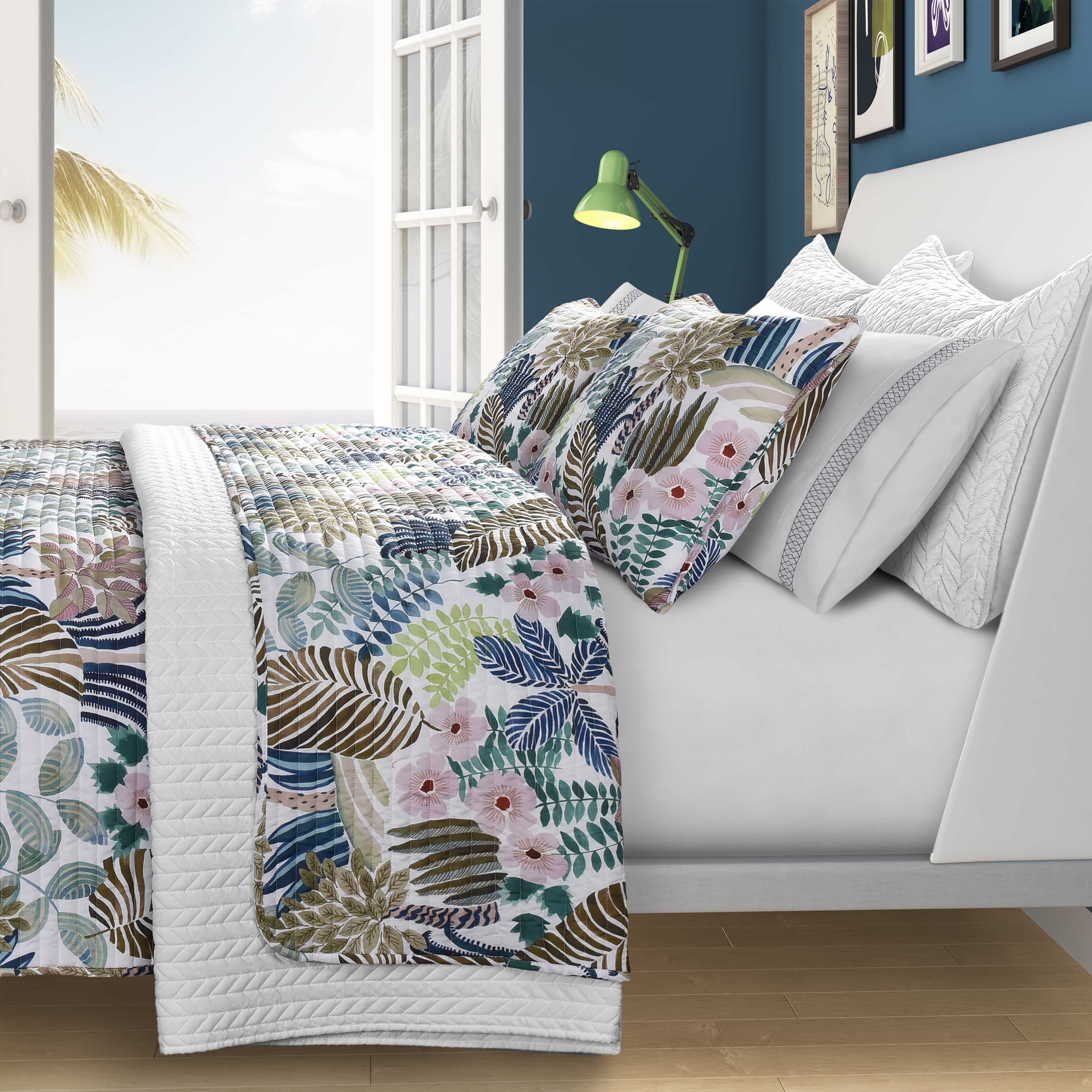 J Queen Rainforest Teal 3 Piece Quilt Set in King/ Cal King- Final Sale Quilt Sets By US Office - Latest-bedding