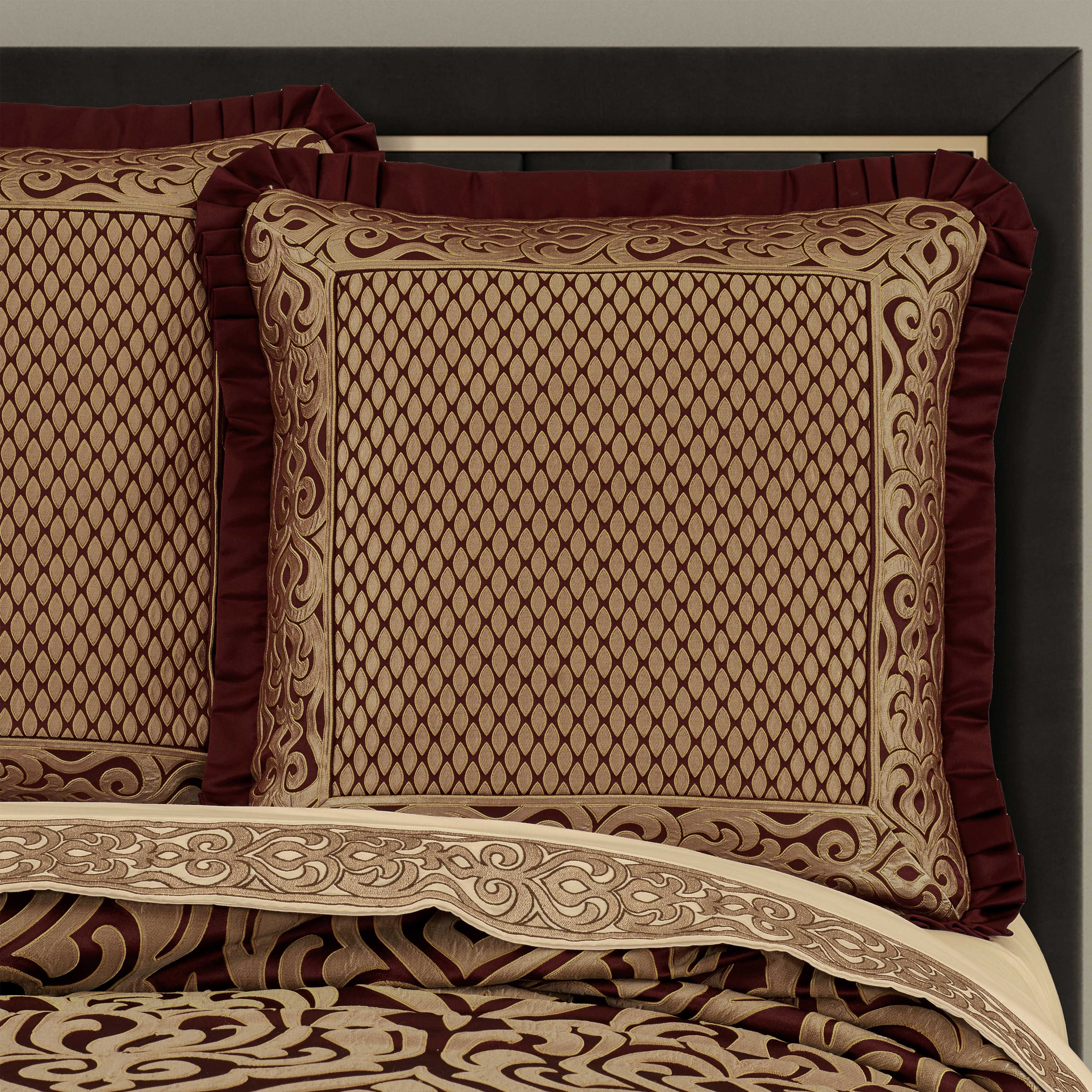Renzo Crimson and Gold Euro Sham Euro Sham By J. Queen New York