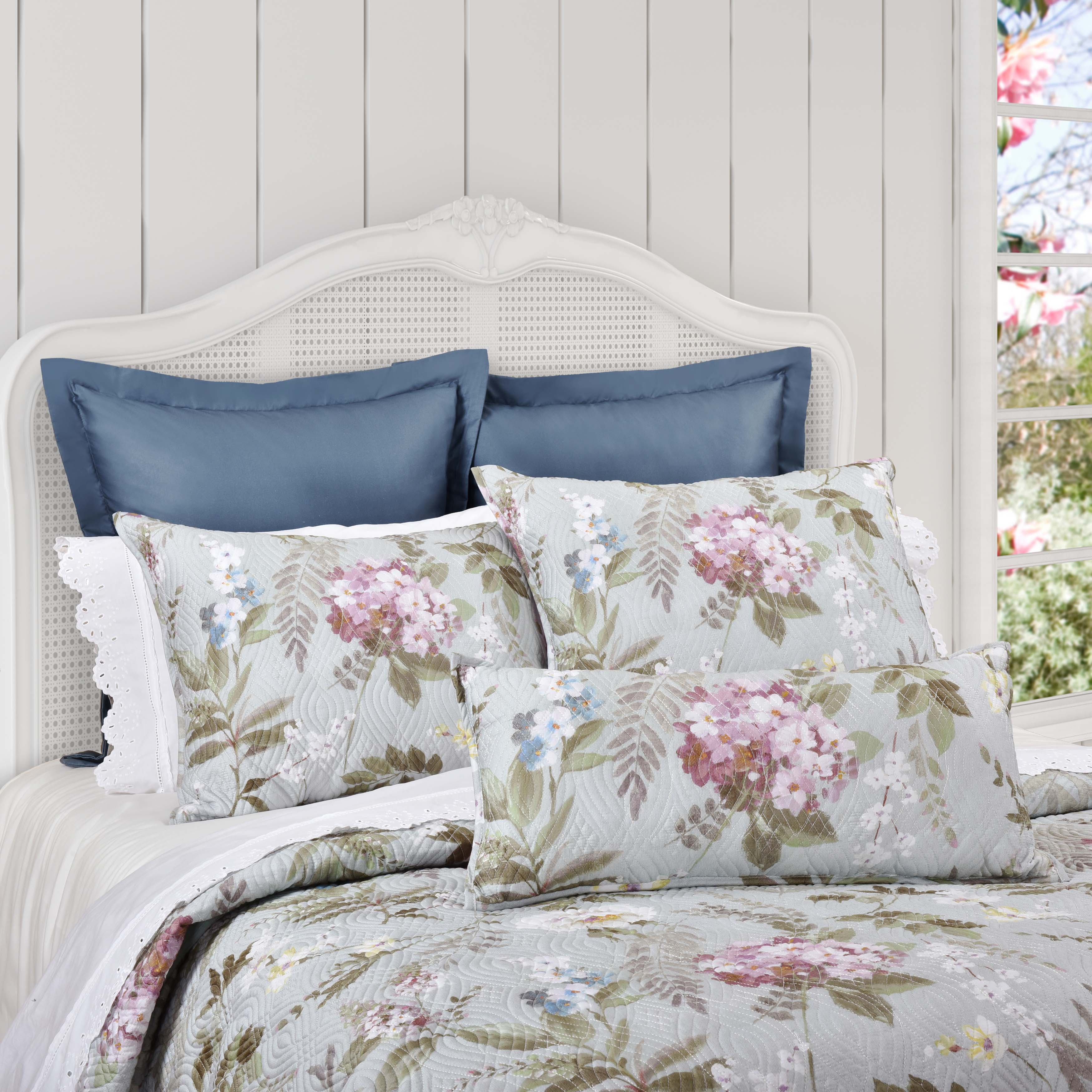 Sara Sea Foam Quilted Boudoir Decorative Throw Pillow 24" x 12" Throw Pillows By J. Queen New York