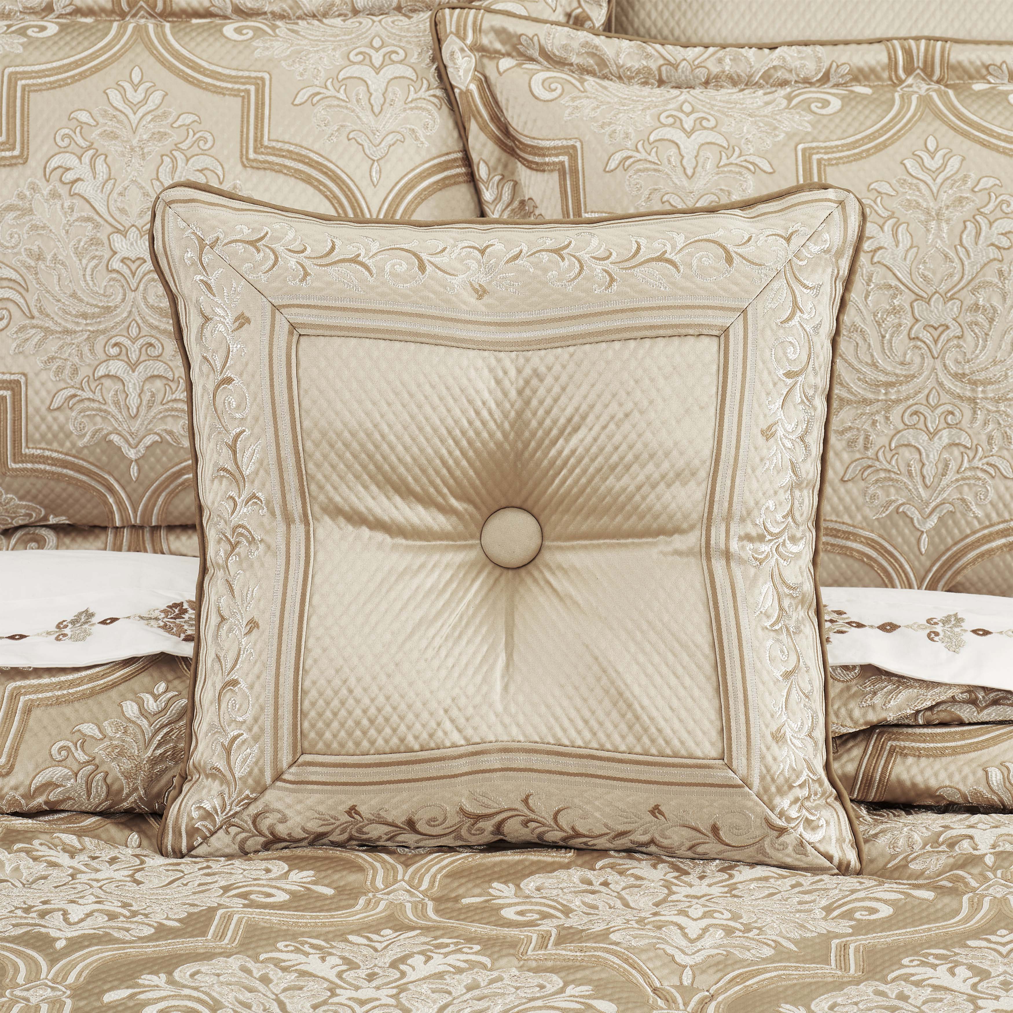 Sezanne Champagne Square Decorative Throw Pillow 18" x 18" Throw Pillows By J. Queen New York