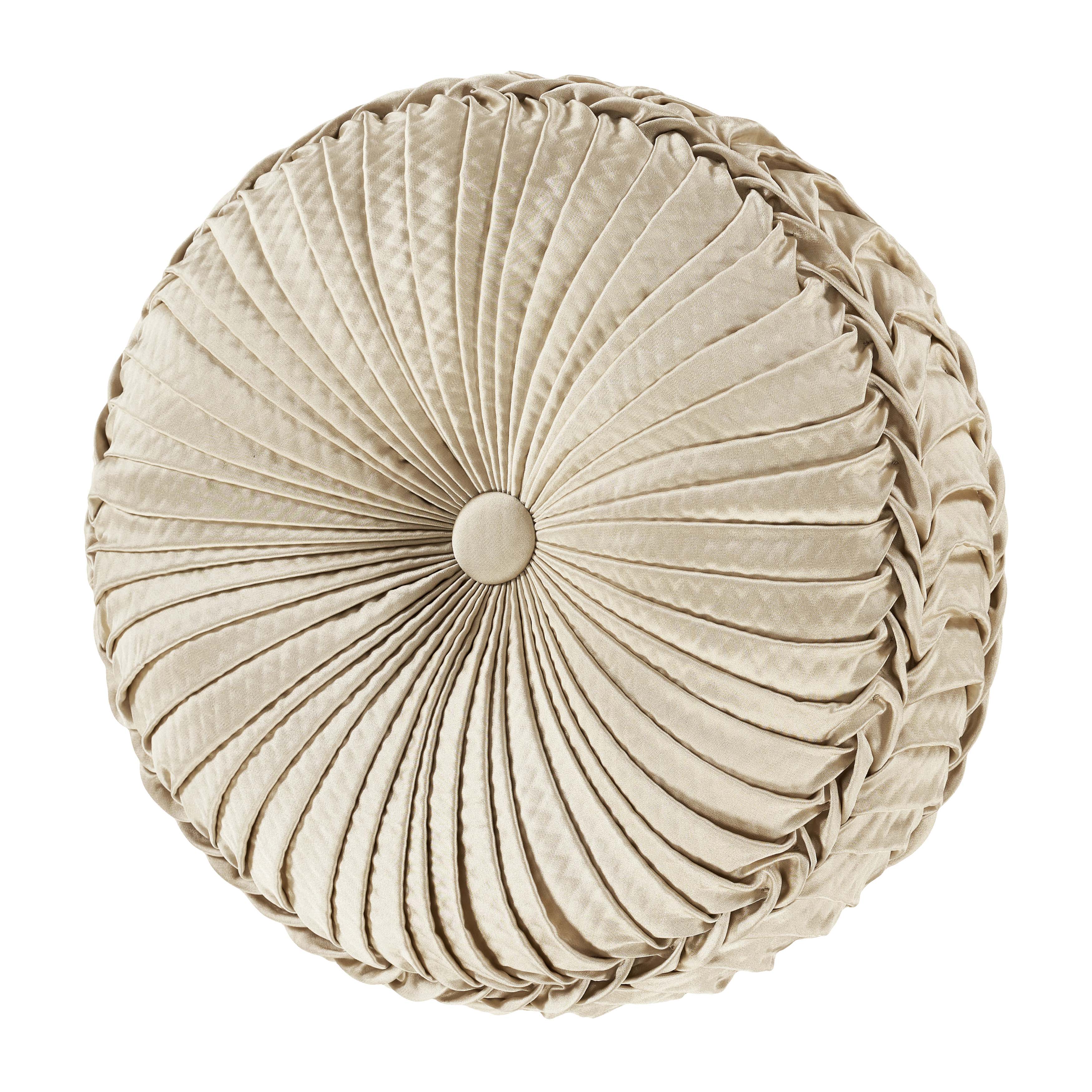 Sezanne Champagne Tufted Round Decorative Throw Pillow 15" x 15" Throw Pillows By J. Queen New York