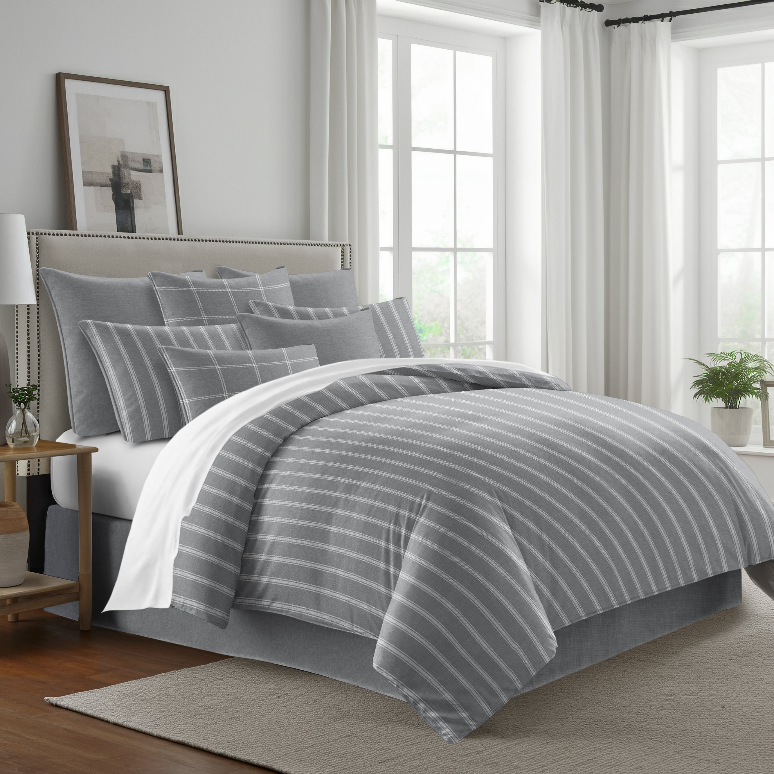Shay Broad Tic Stripe Gray 8 Piece Coverlet Set Coverlet By Colcha Linens
