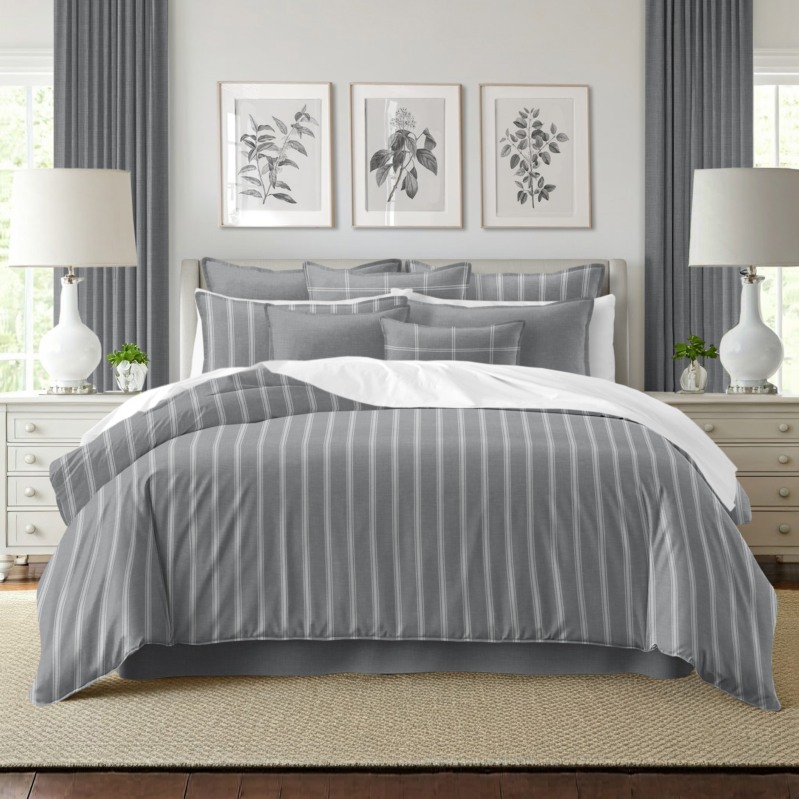 Shay Broad Tic Stripe Gray 8 Piece Coverlet Set Coverlet By Colcha Linens