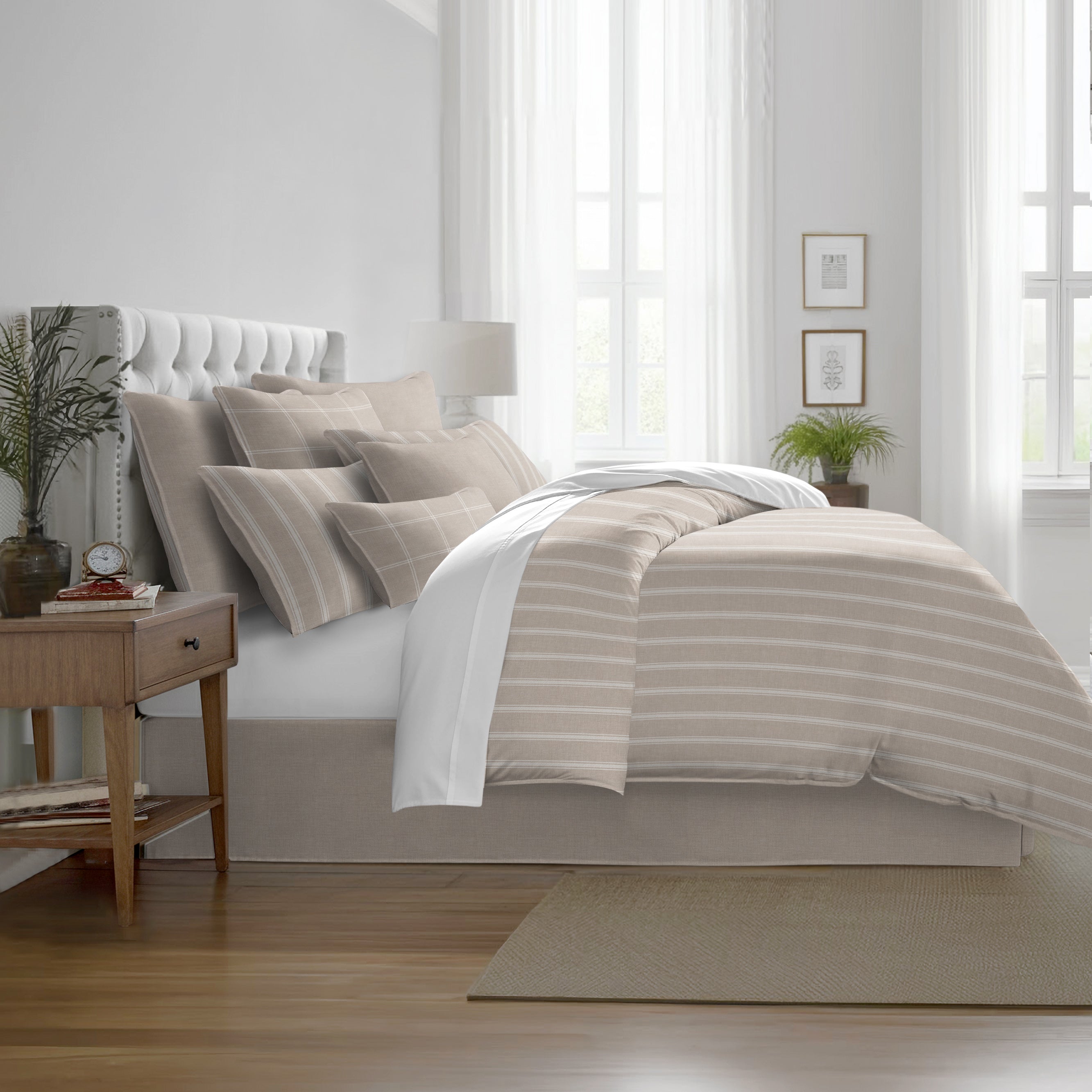 Shay Broad Tic Stripe Natural 8 Piece Coverlet Set Coverlet By Colcha Linens