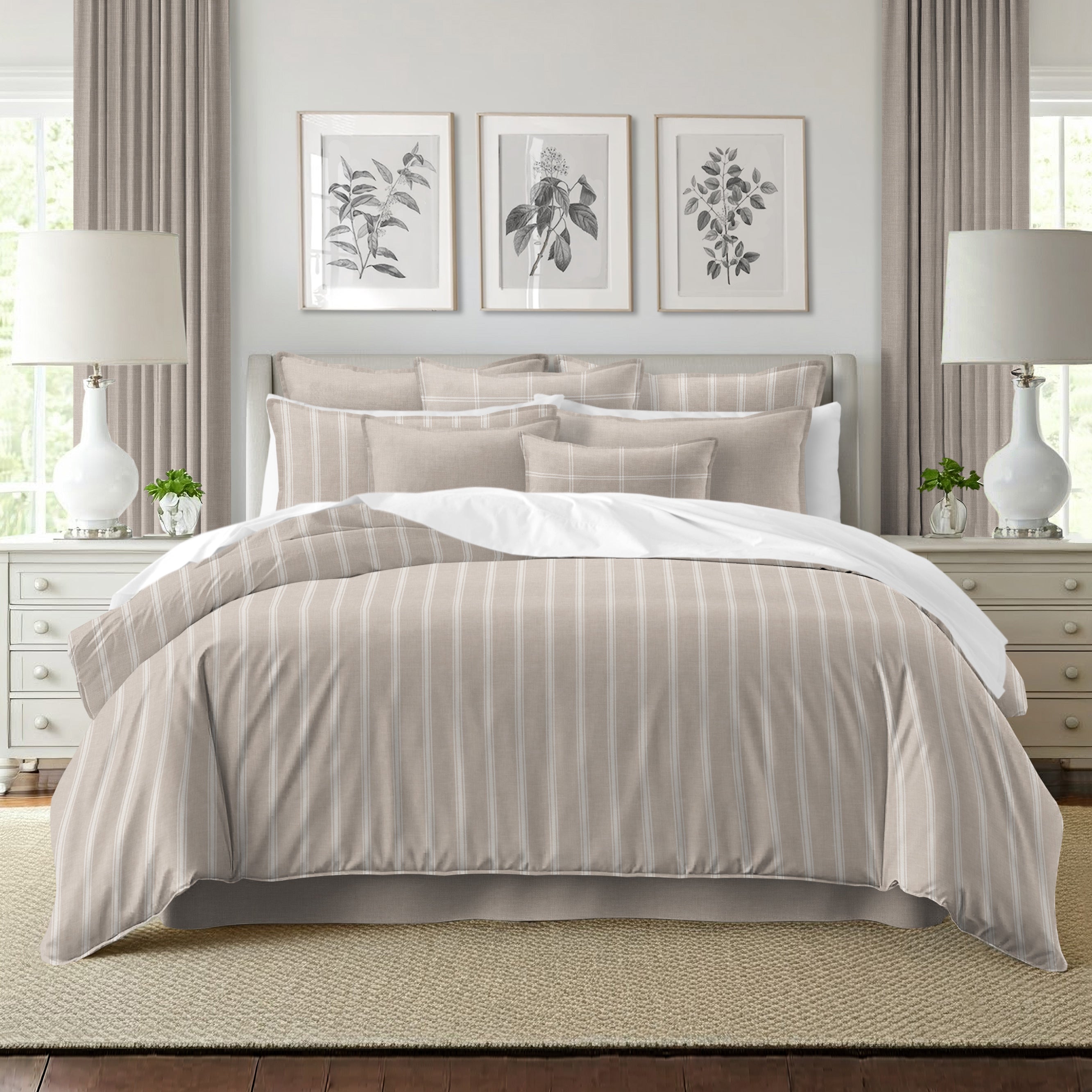 Shay Broad Tic Stripe Natural 8 Piece Coverlet Set Coverlet By Colcha Linens