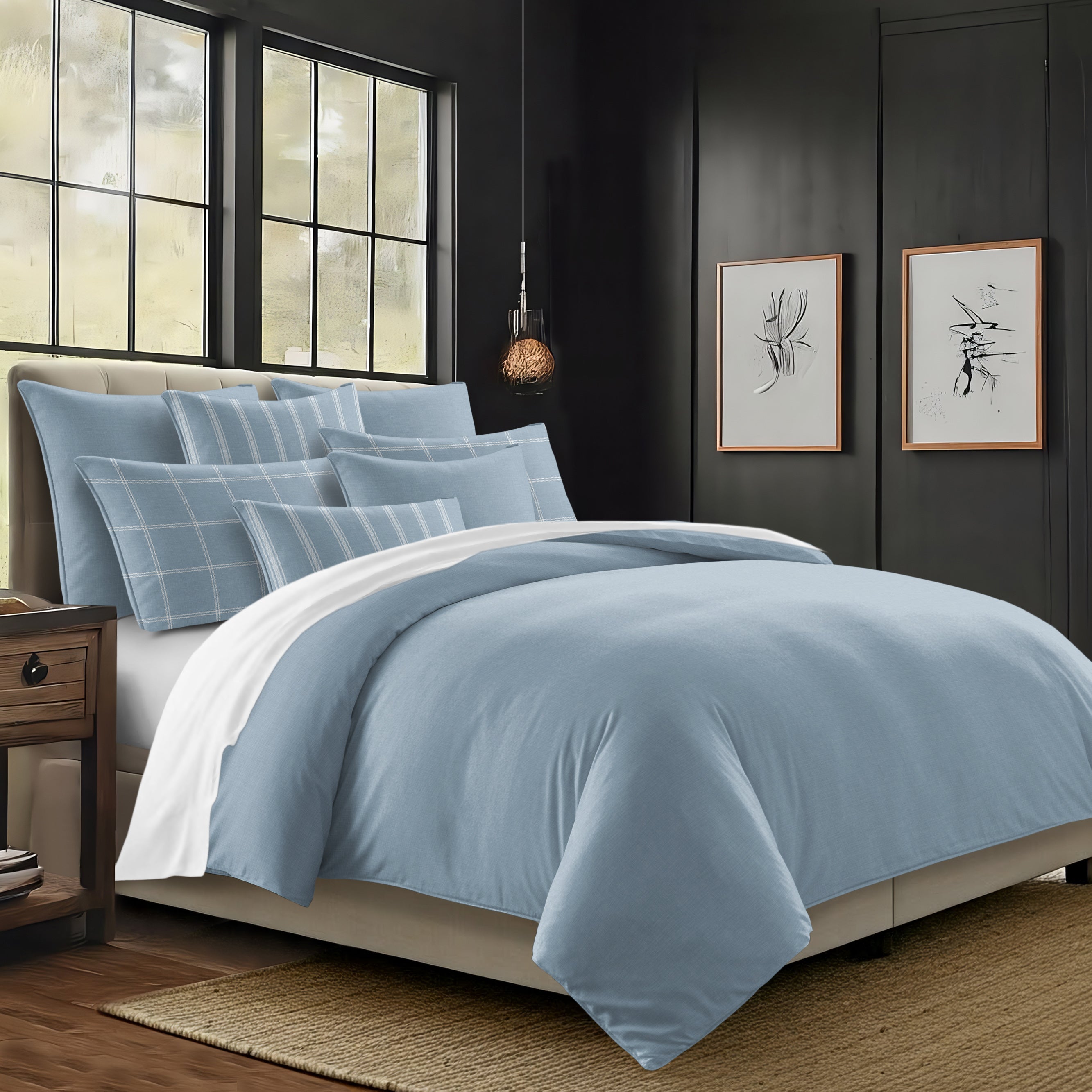 Shay Solid Cornflower Blue 8 Piece Coverlet Set Coverlet By Colcha Linens