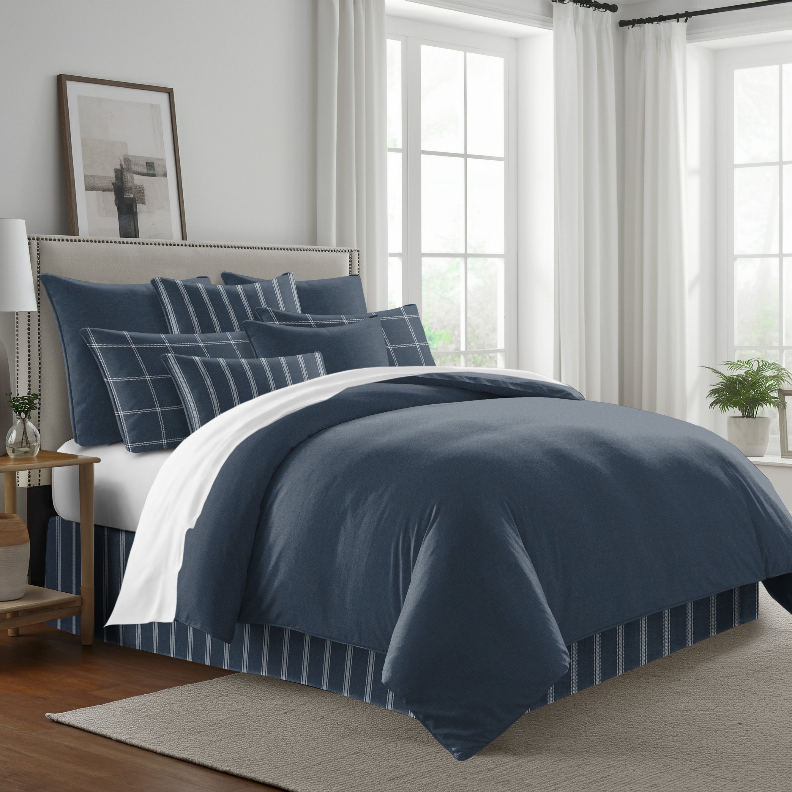Shay Solid Dark Denim 8 Piece Coverlet Set Coverlet By Colcha Linens
