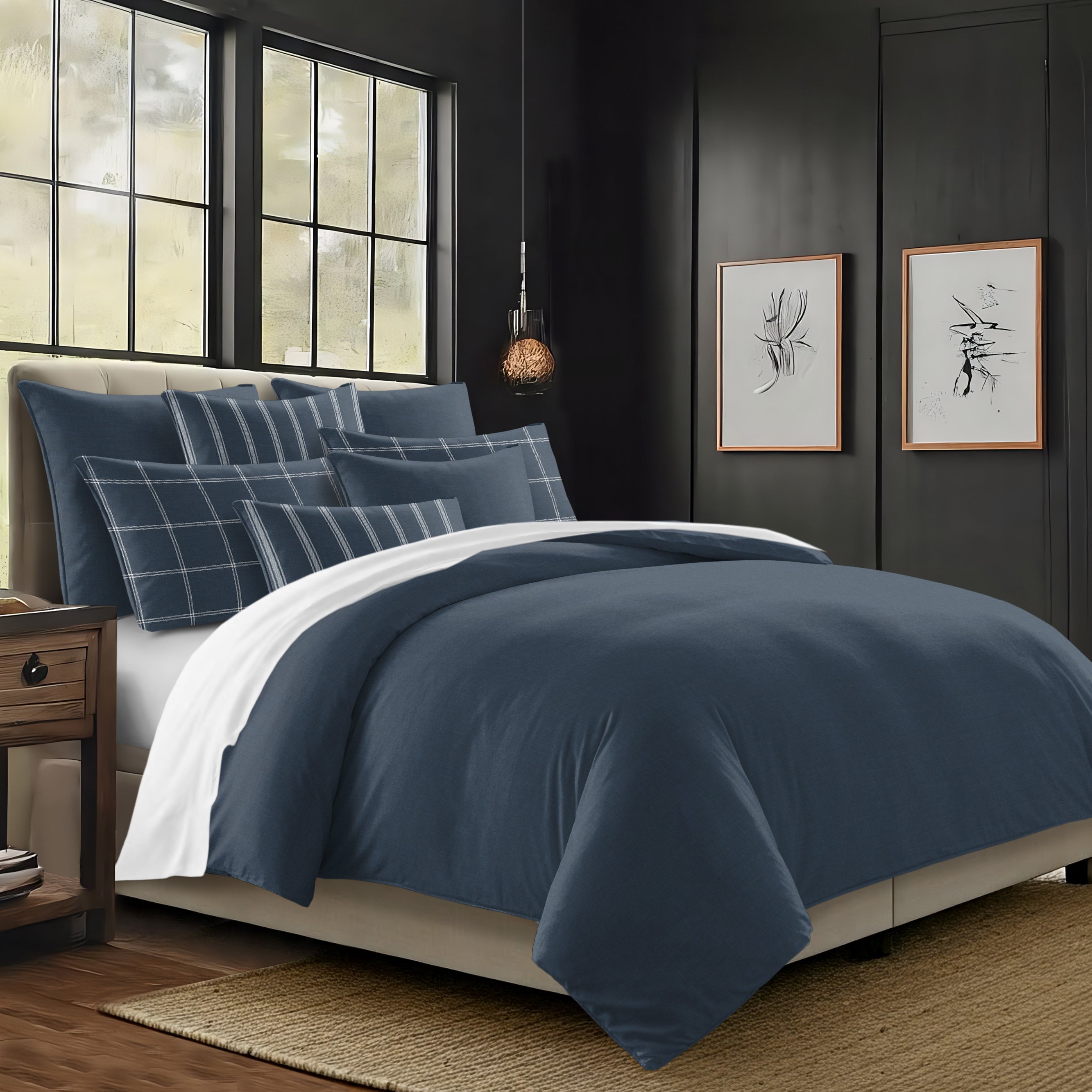 Shay Solid Dark Denim 8 Piece Coverlet Set Coverlet By Colcha Linens