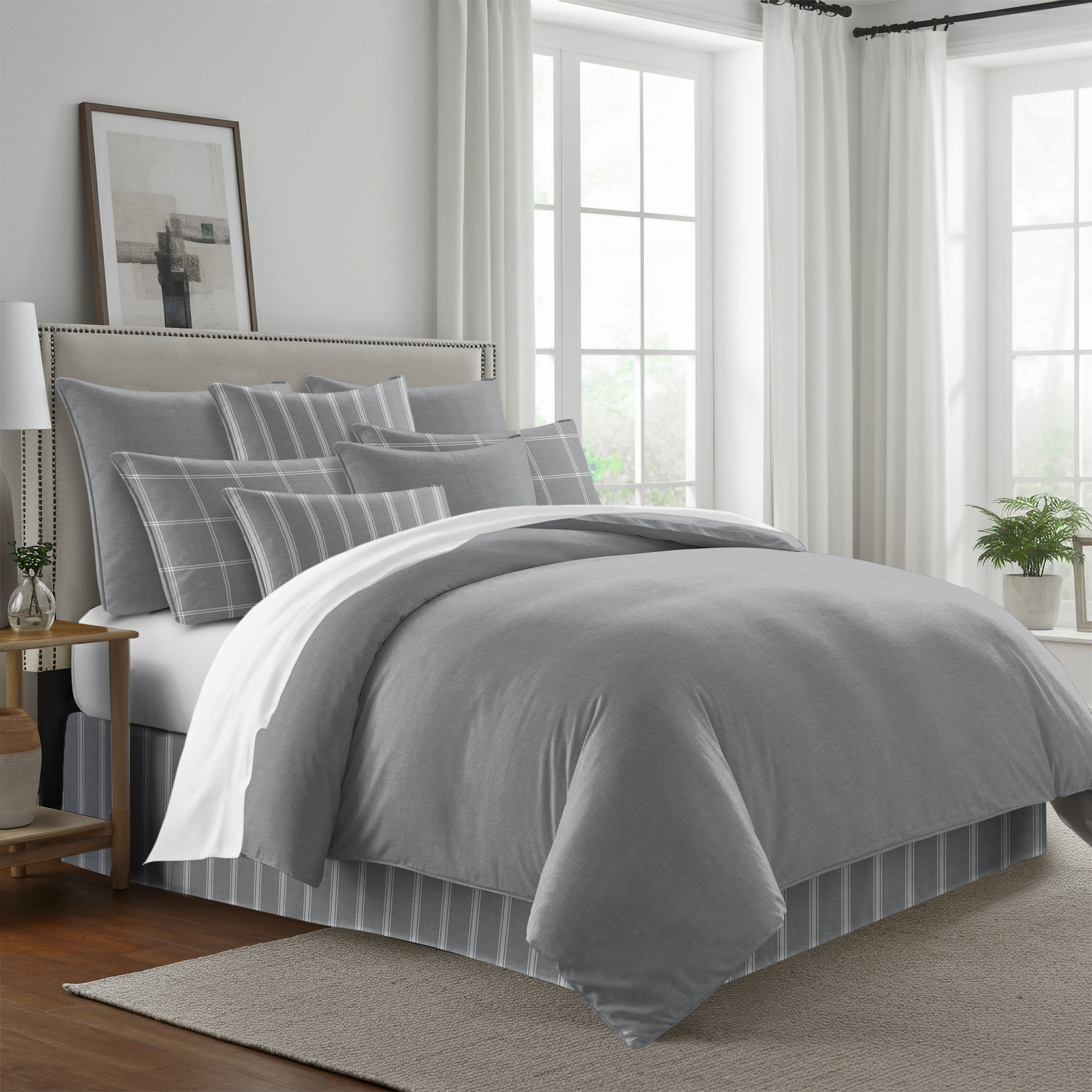 Shay Solid Gray 8 Piece Duvet Cover Set Duvet Covers By Colcha Linens