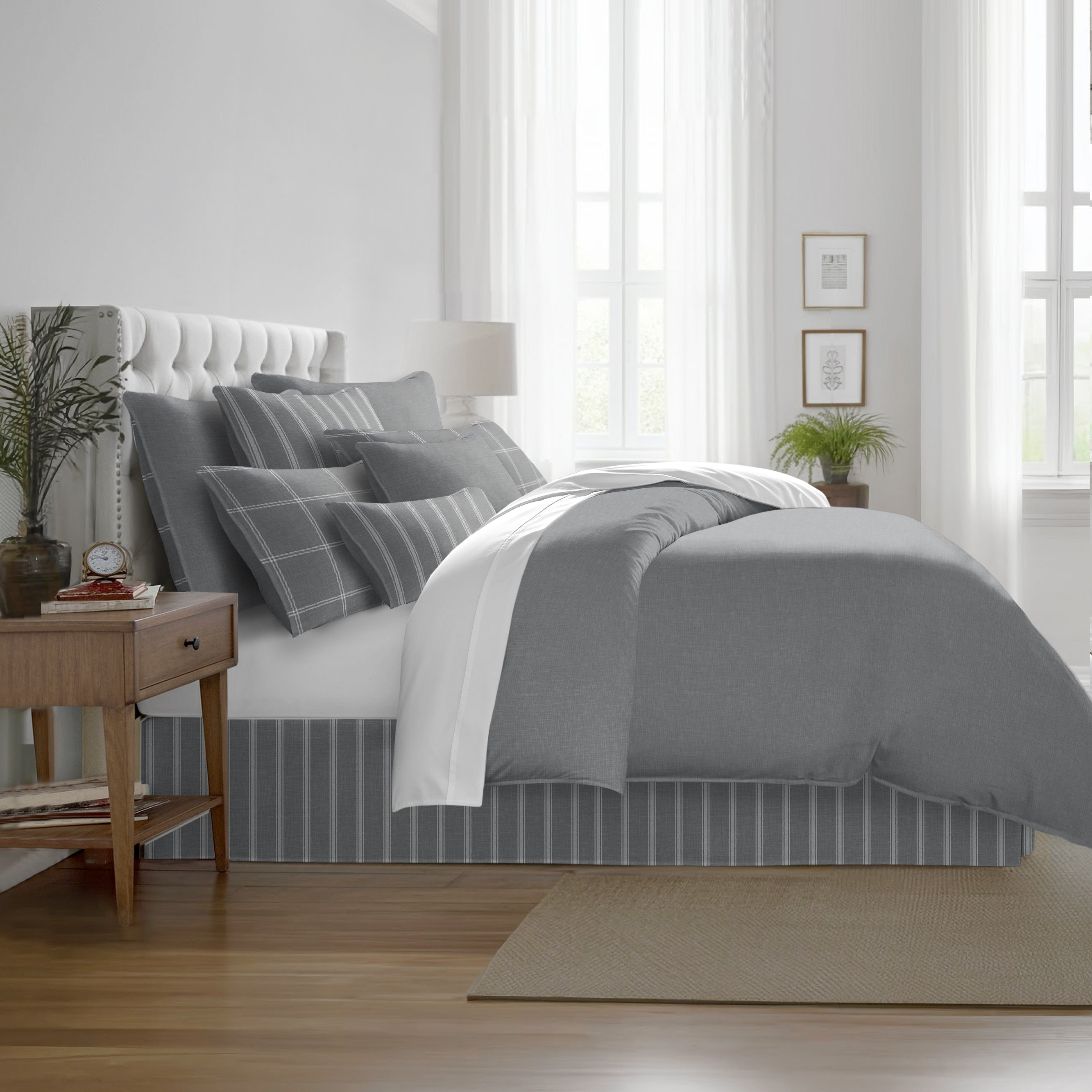 Shay Solid Gray 8 Piece Comforter Set Comforter Sets By Colcha Linens