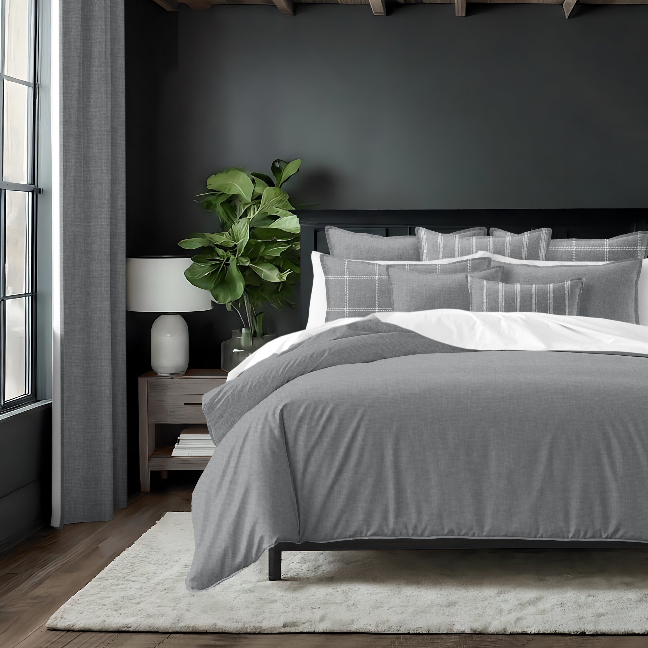 Shay Solid Gray 8 Piece Comforter Set Comforter Sets By Colcha Linens
