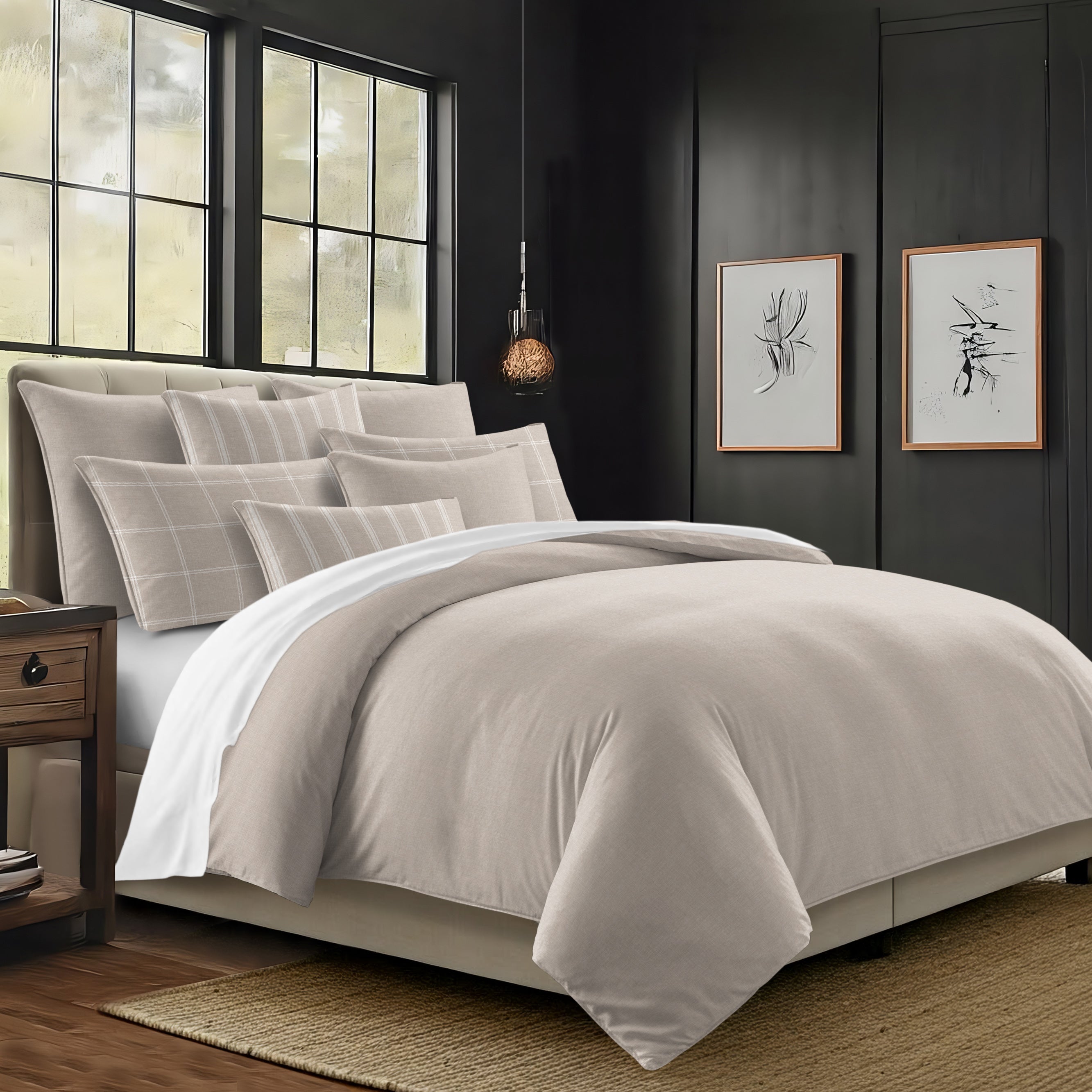 Shay Solid Natural 8 Piece Duvet Cover Set Duvet Covers By Colcha Linens